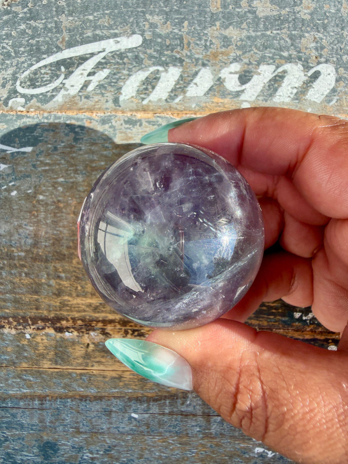 Gorgeous Stormy Water Fluorite Sphere | Opt 15
