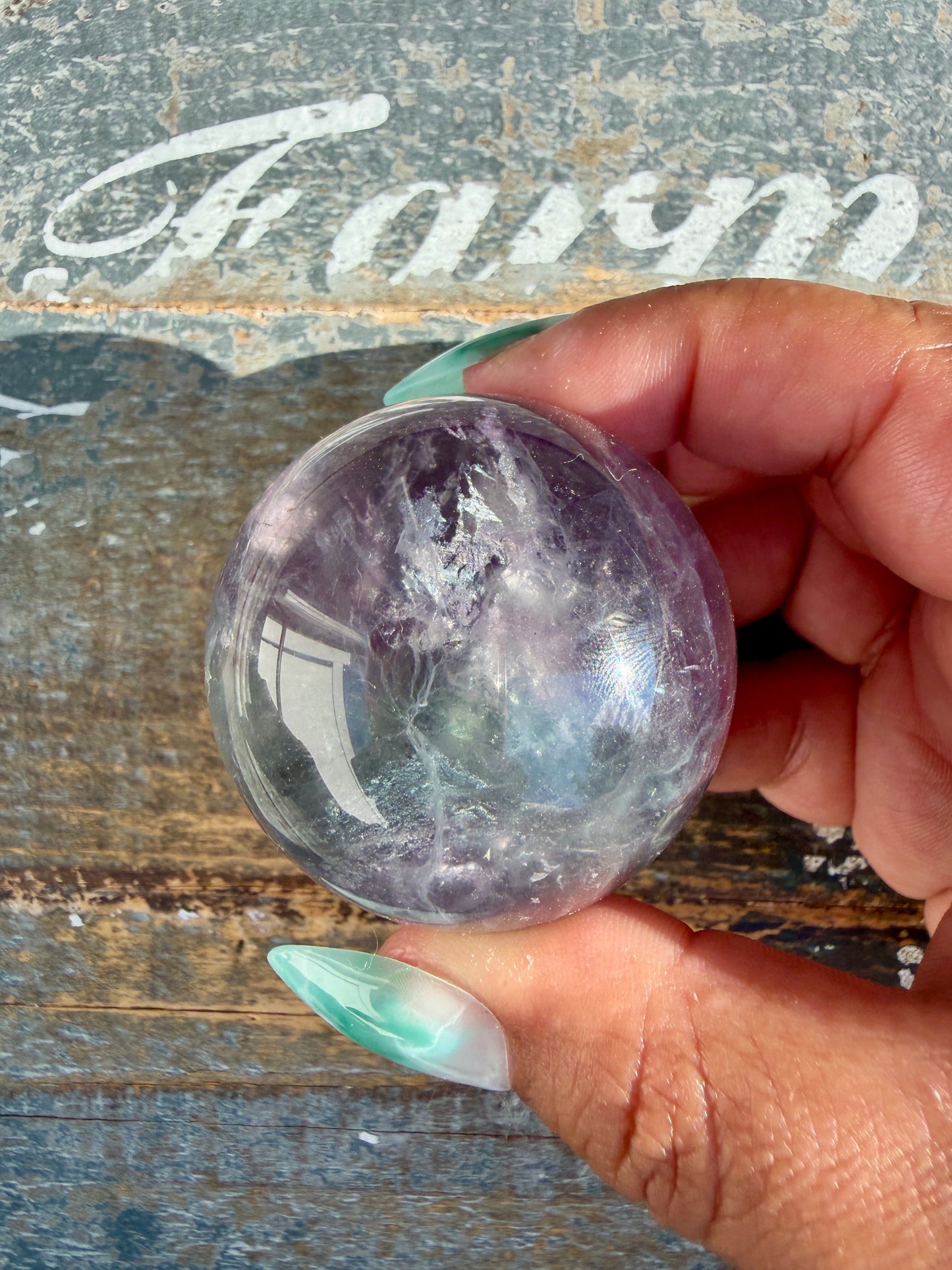 Gorgeous Stormy Water Fluorite Sphere | Opt 15