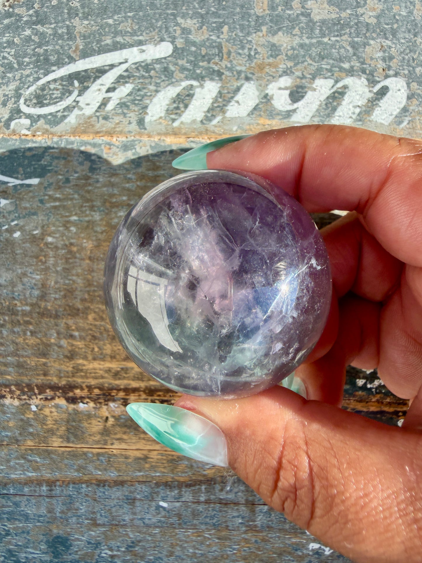 Gorgeous Stormy Water Fluorite Sphere | Opt 15