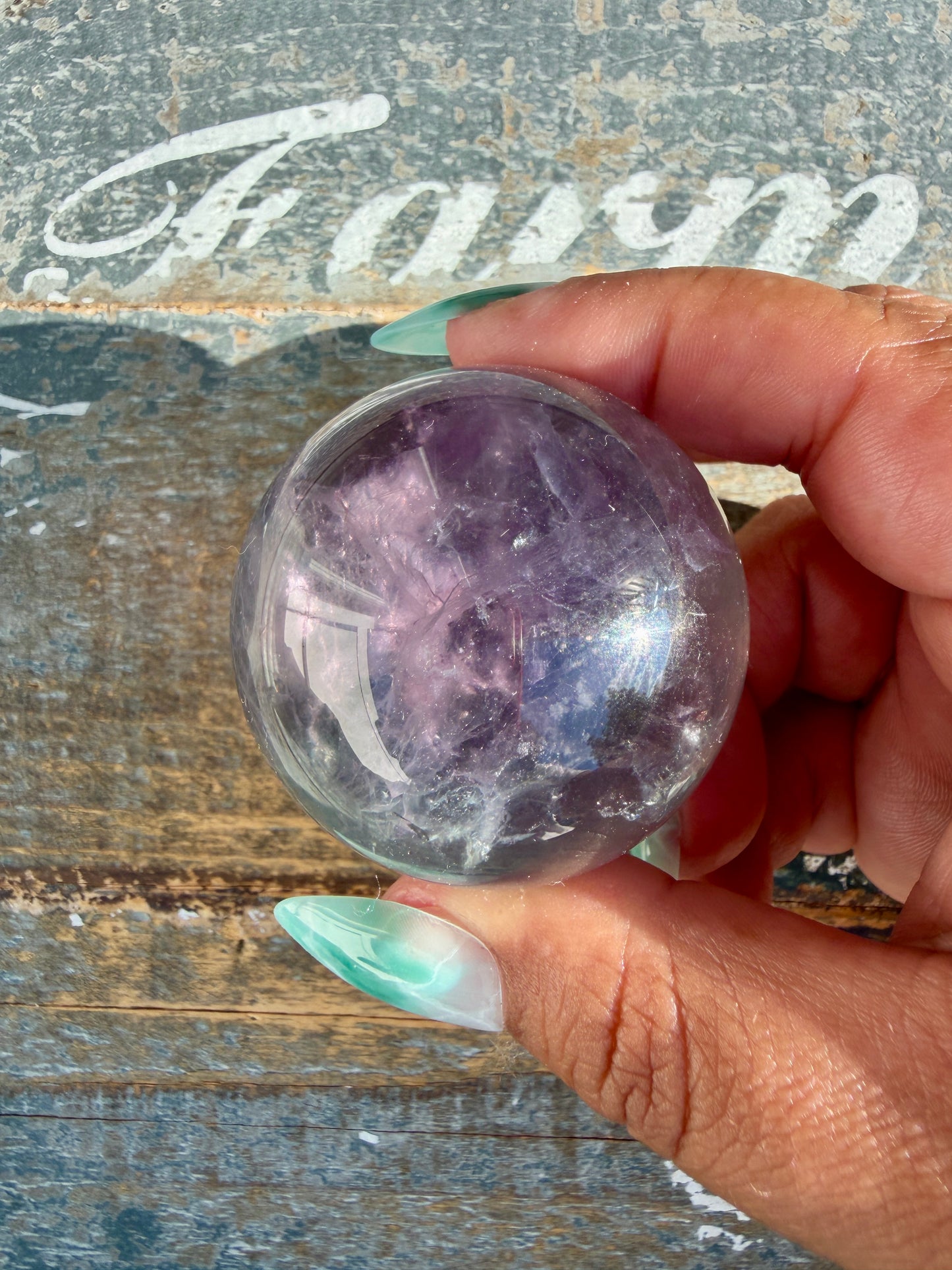 Gorgeous Stormy Water Fluorite Sphere | Opt 15