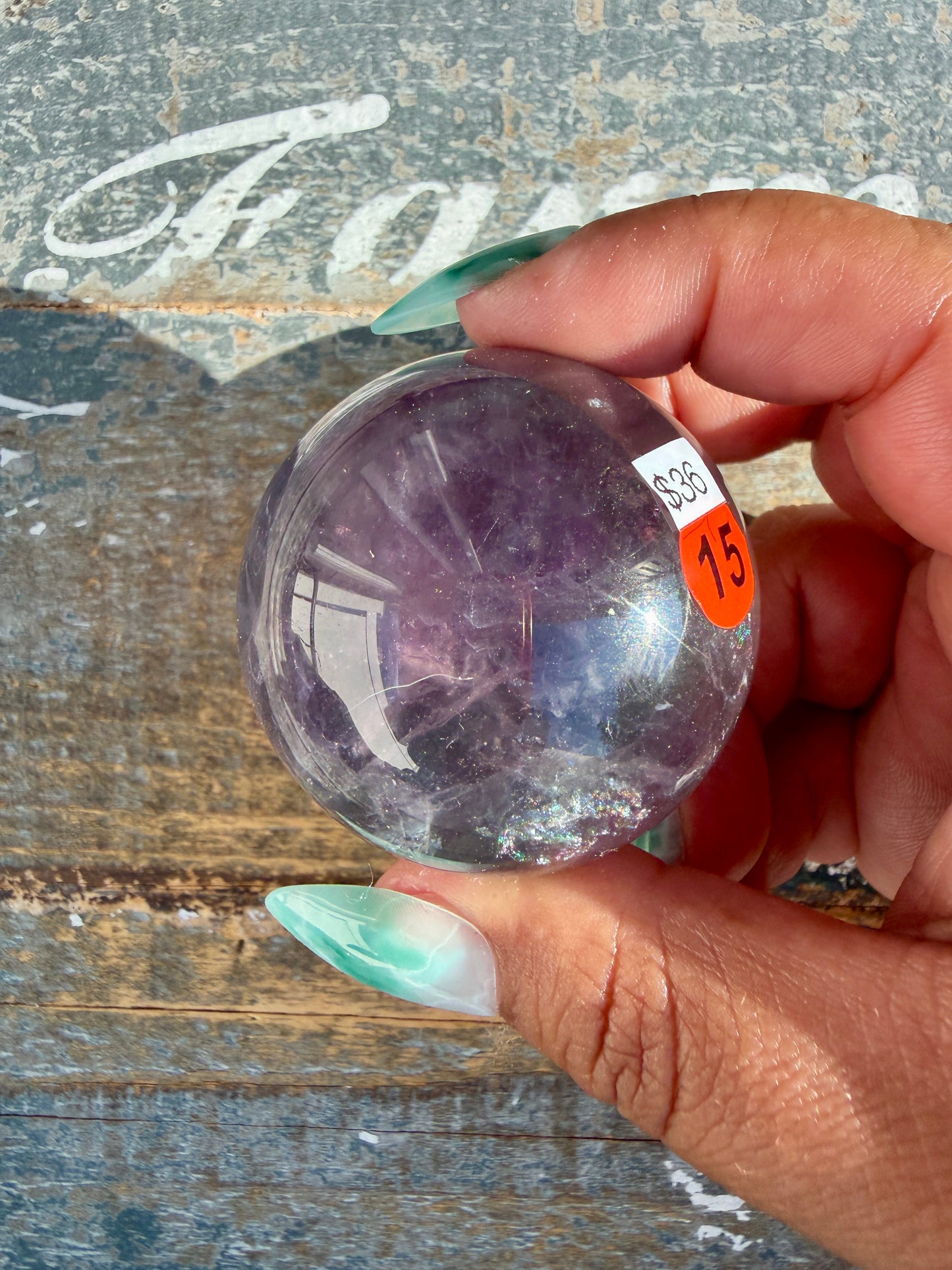 Gorgeous Stormy Water Fluorite Sphere | Opt 15