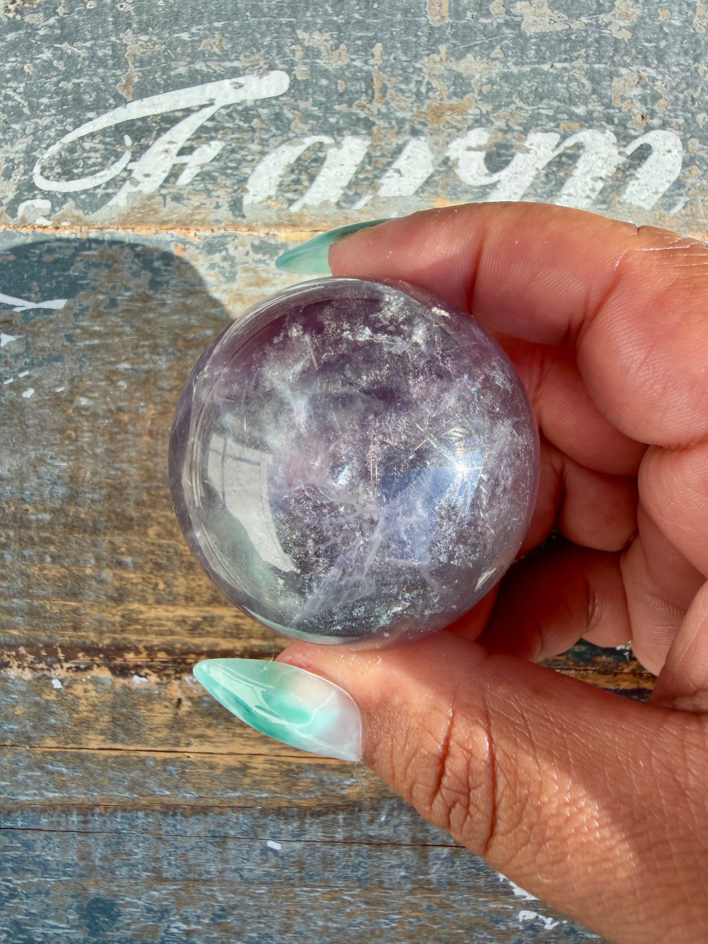 Gorgeous Stormy Water Fluorite Sphere | Opt 15
