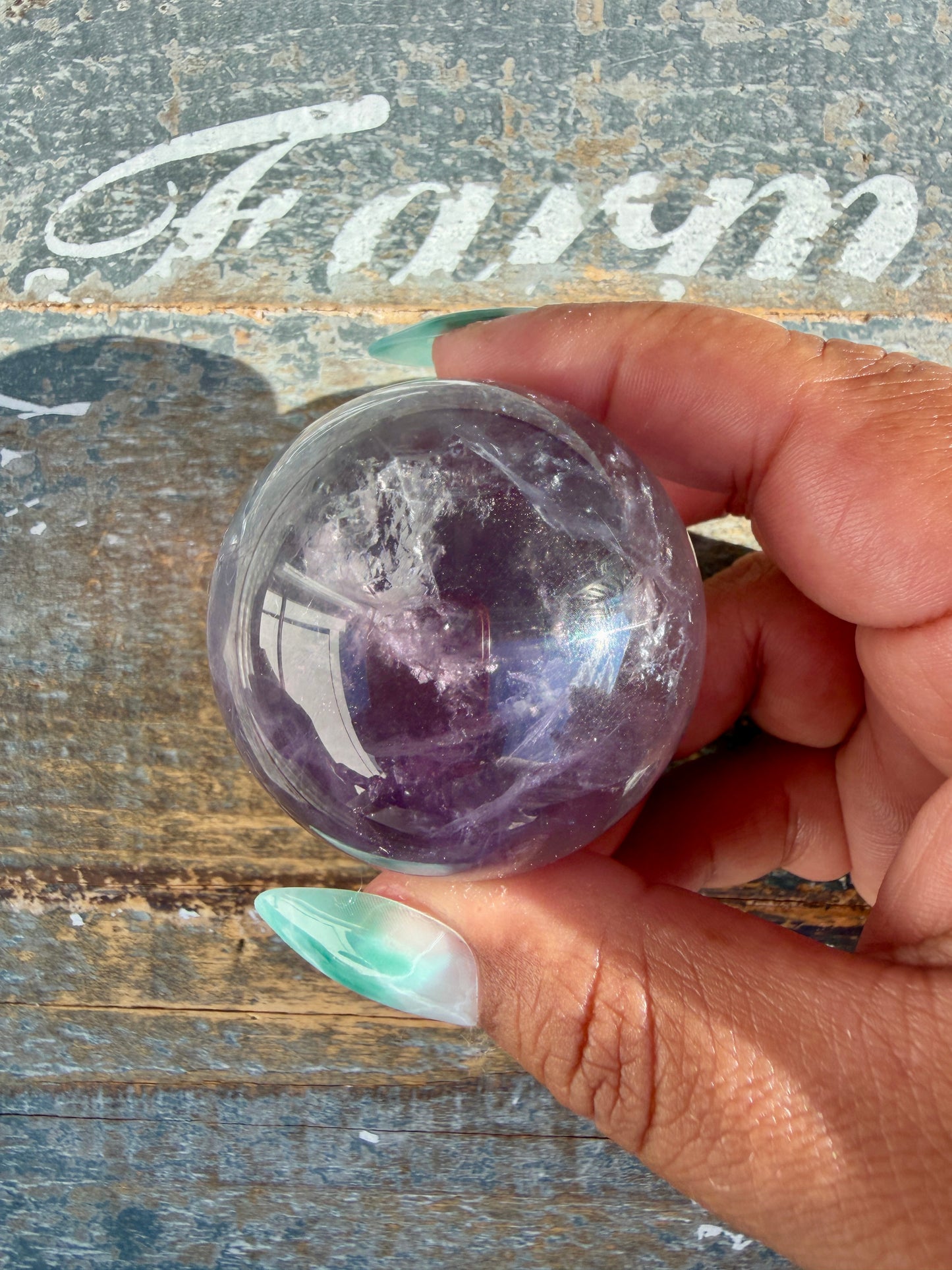 Gorgeous Stormy Water Fluorite Sphere | Opt 15