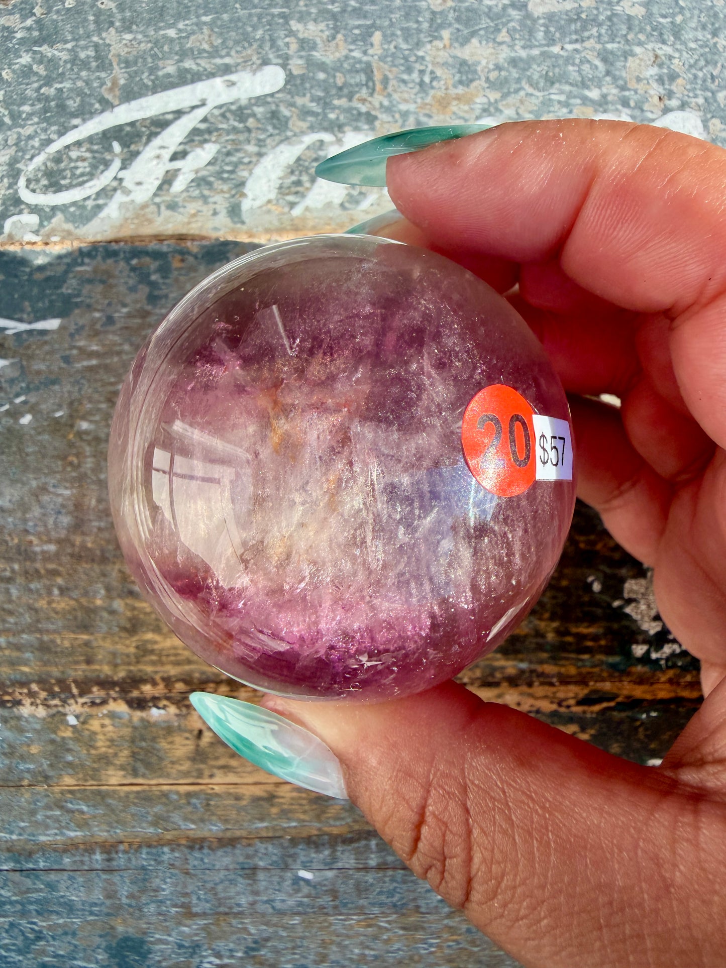 Gorgeous Stormy Water Fluorite Sphere | Opt 20