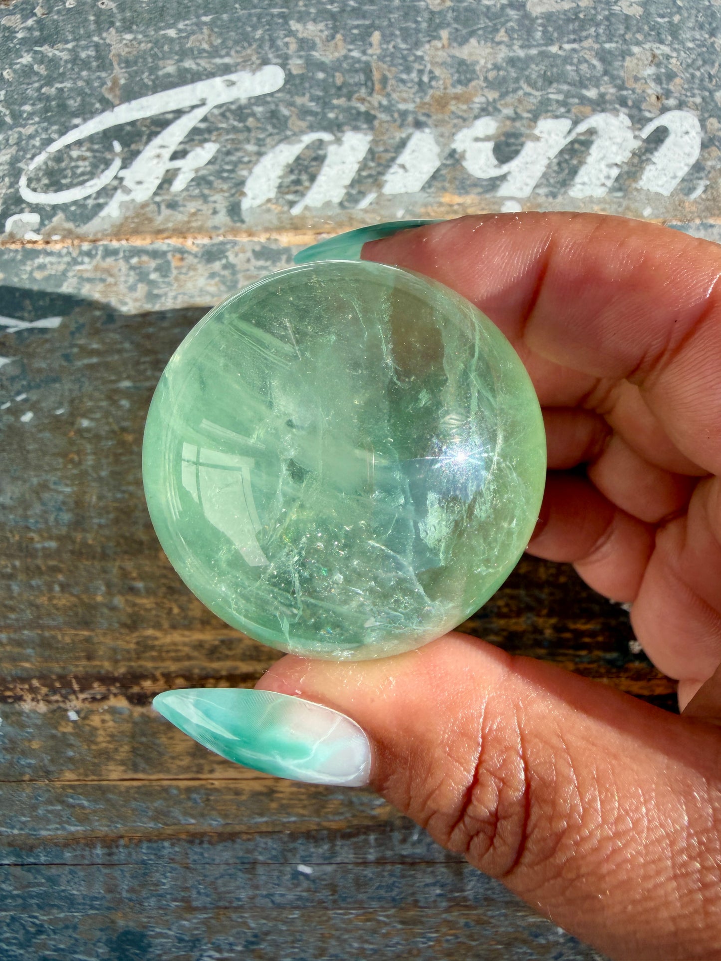 Gorgeous Stormy Water Fluorite Sphere | Opt 10
