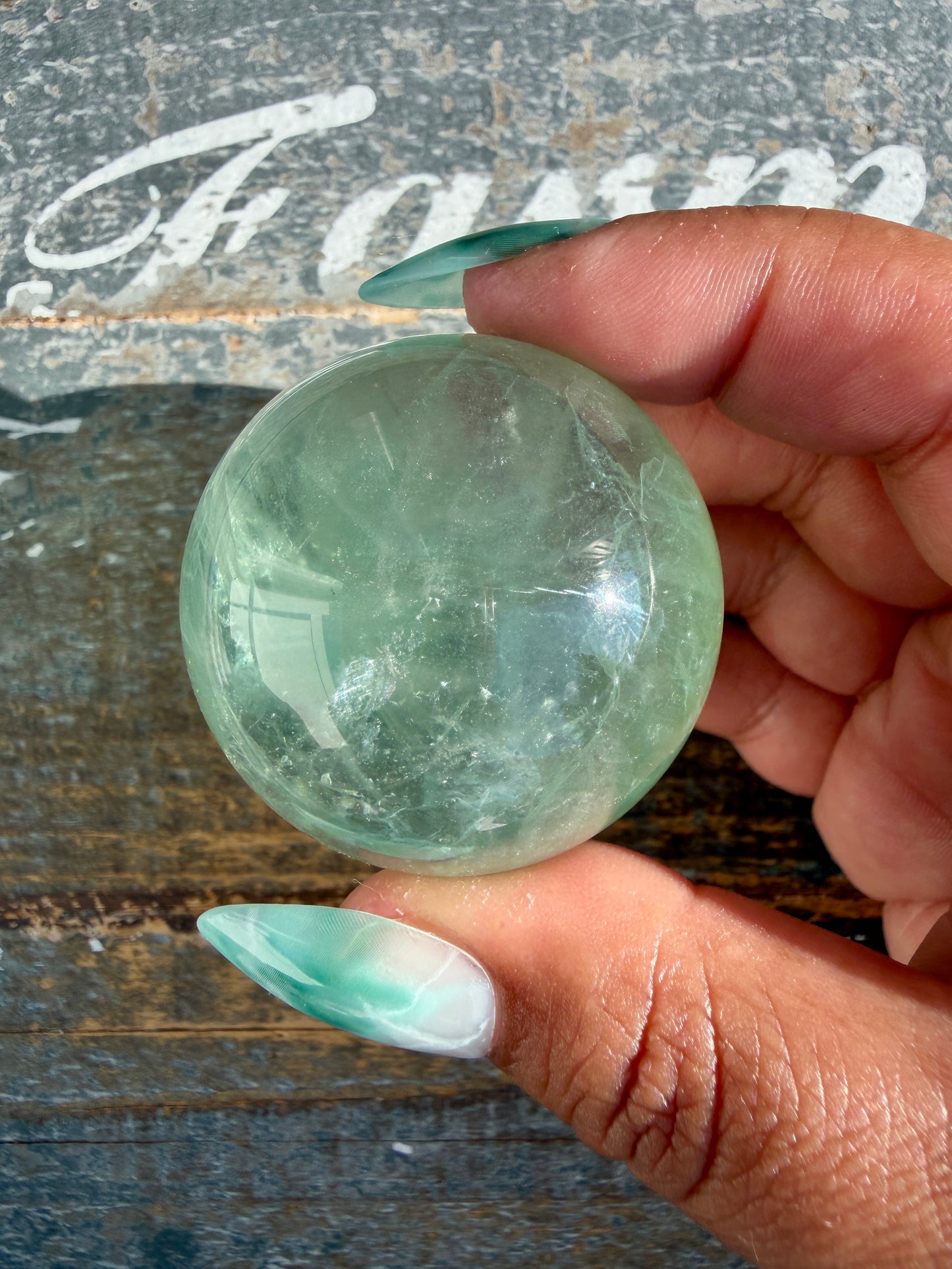 Gorgeous Stormy Water Fluorite Sphere | Opt 10