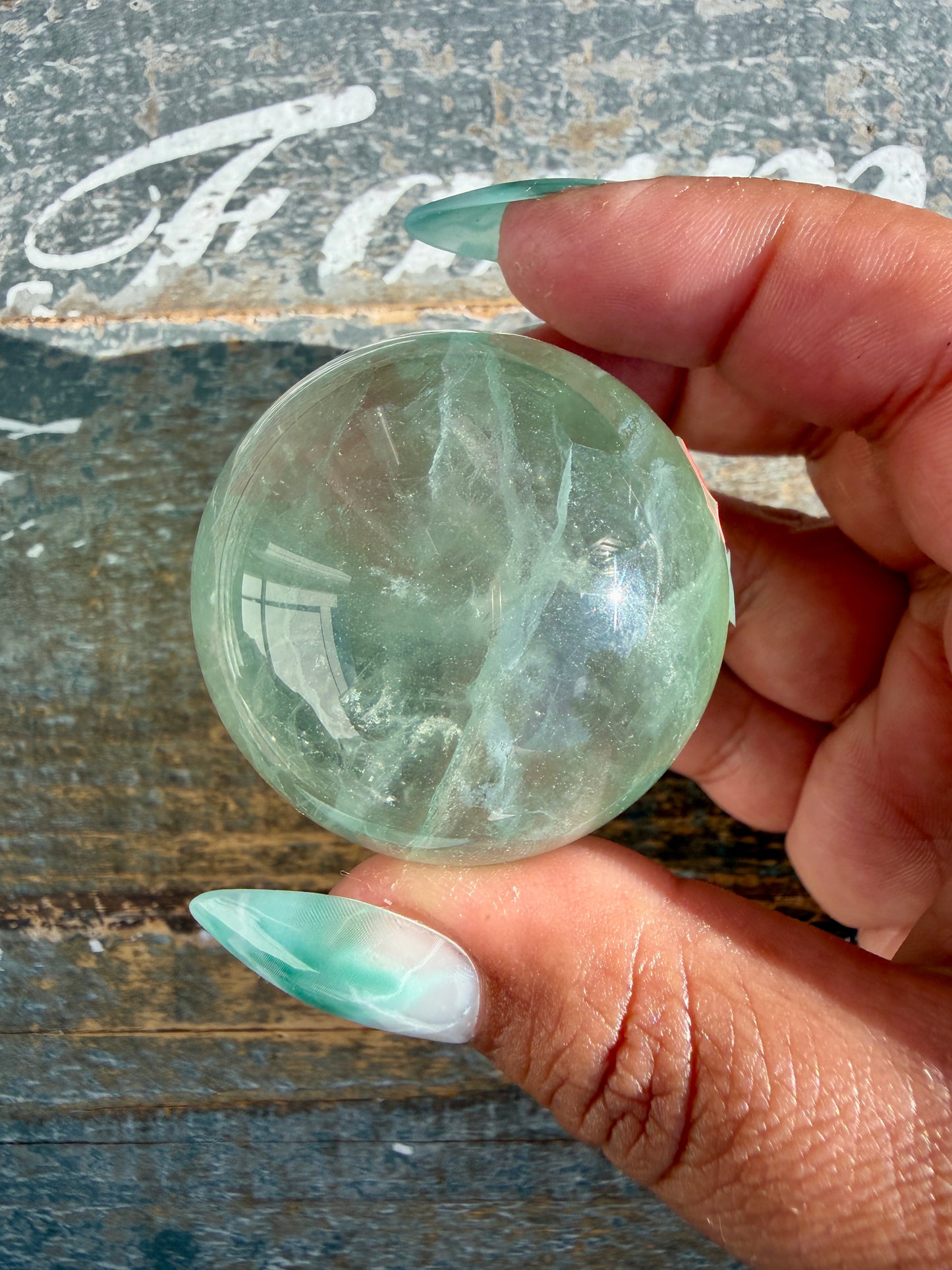 Gorgeous Stormy Water Fluorite Sphere | Opt 10