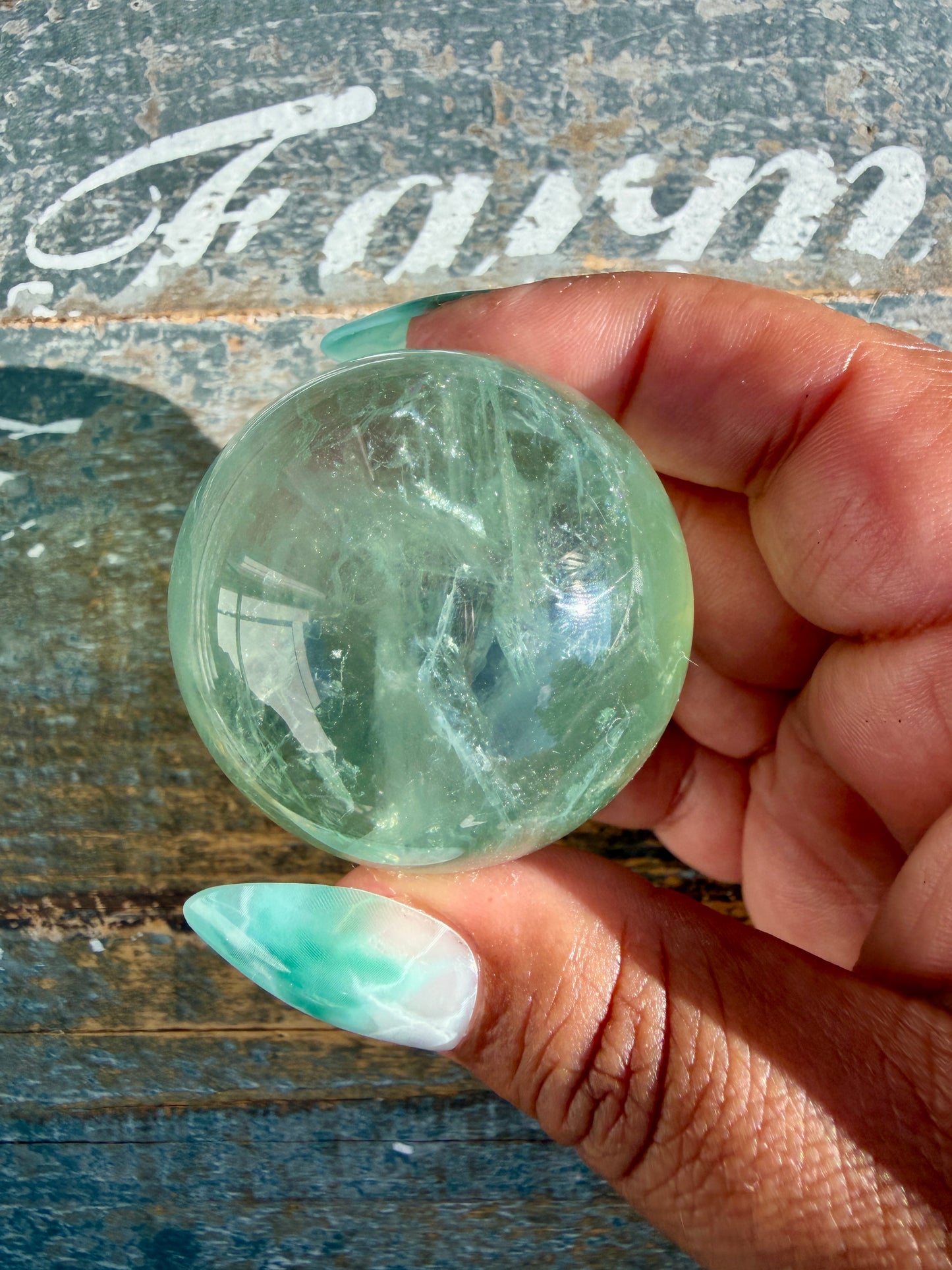 Gorgeous Stormy Water Fluorite Sphere | Opt 10