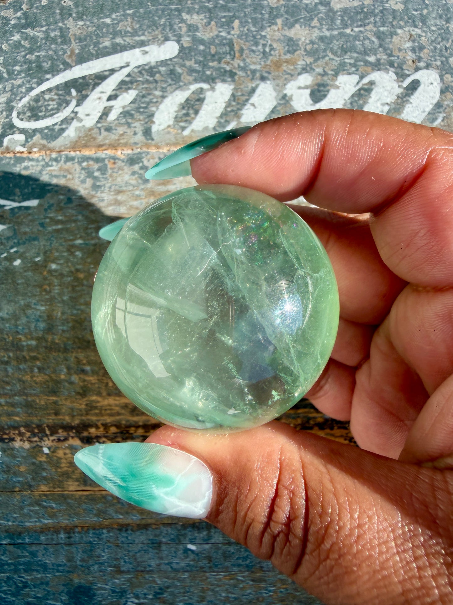 Gorgeous Stormy Water Fluorite Sphere | Opt 10