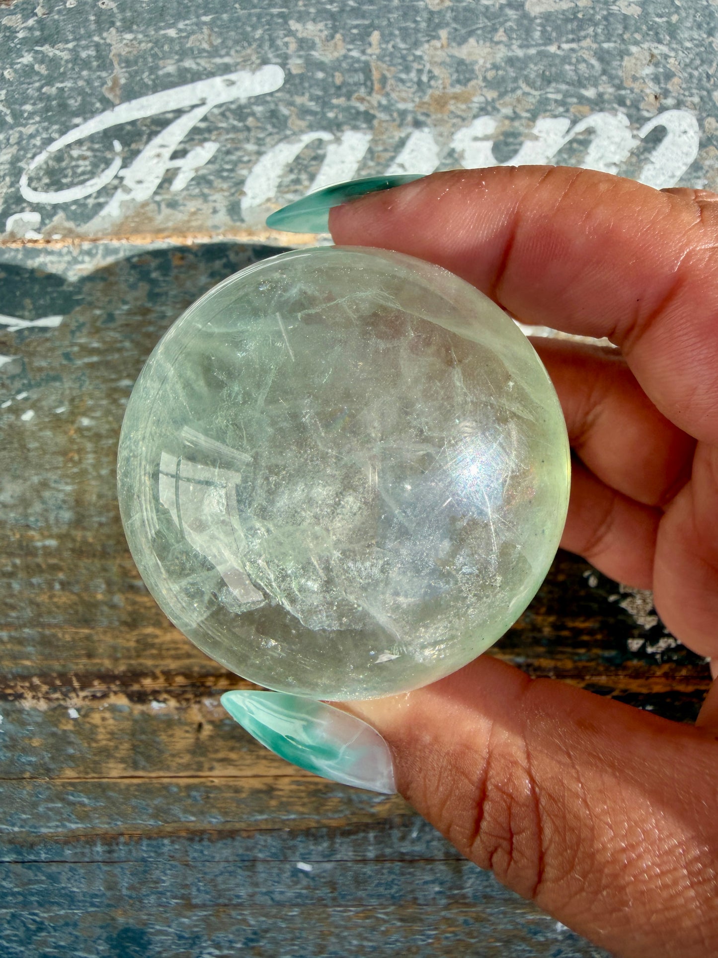Gorgeous Stormy Water Fluorite Sphere | Opt 12