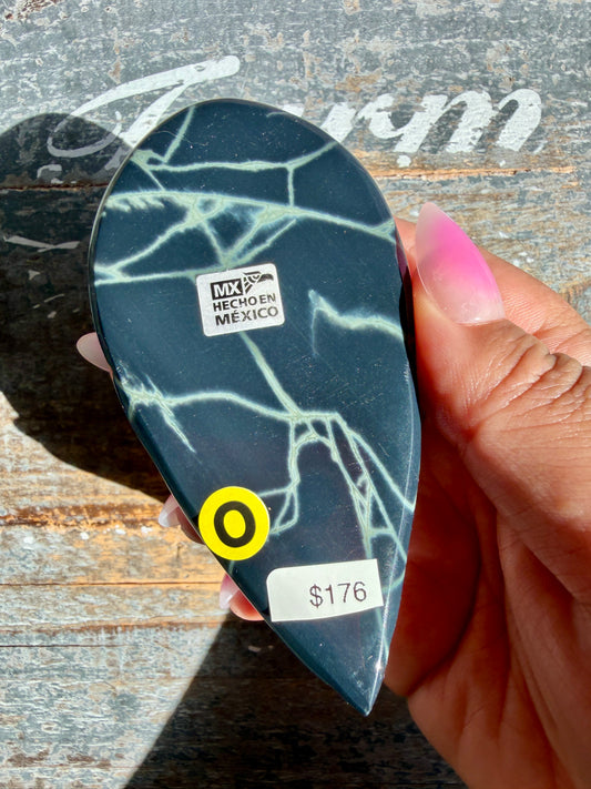 Gorgeous Spiderweb Obsidian Alien Head | Opt O