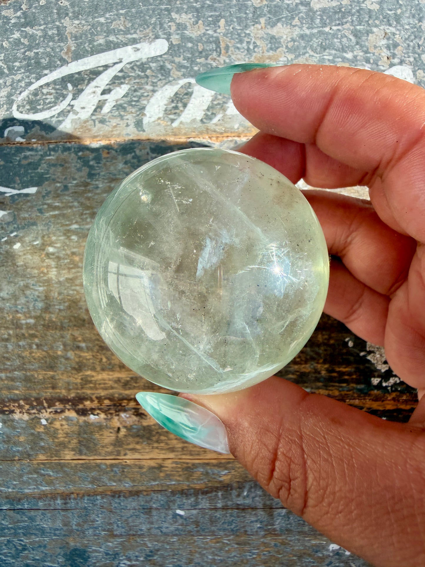 Gorgeous Stormy Water Fluorite Sphere | Opt 12