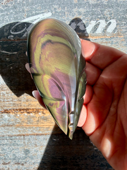 Gorgeous Rainbow Obsidian Alien Head | Opt I