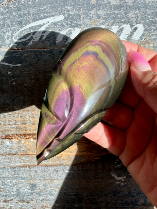 Gorgeous Rainbow Obsidian Alien Head | Opt I
