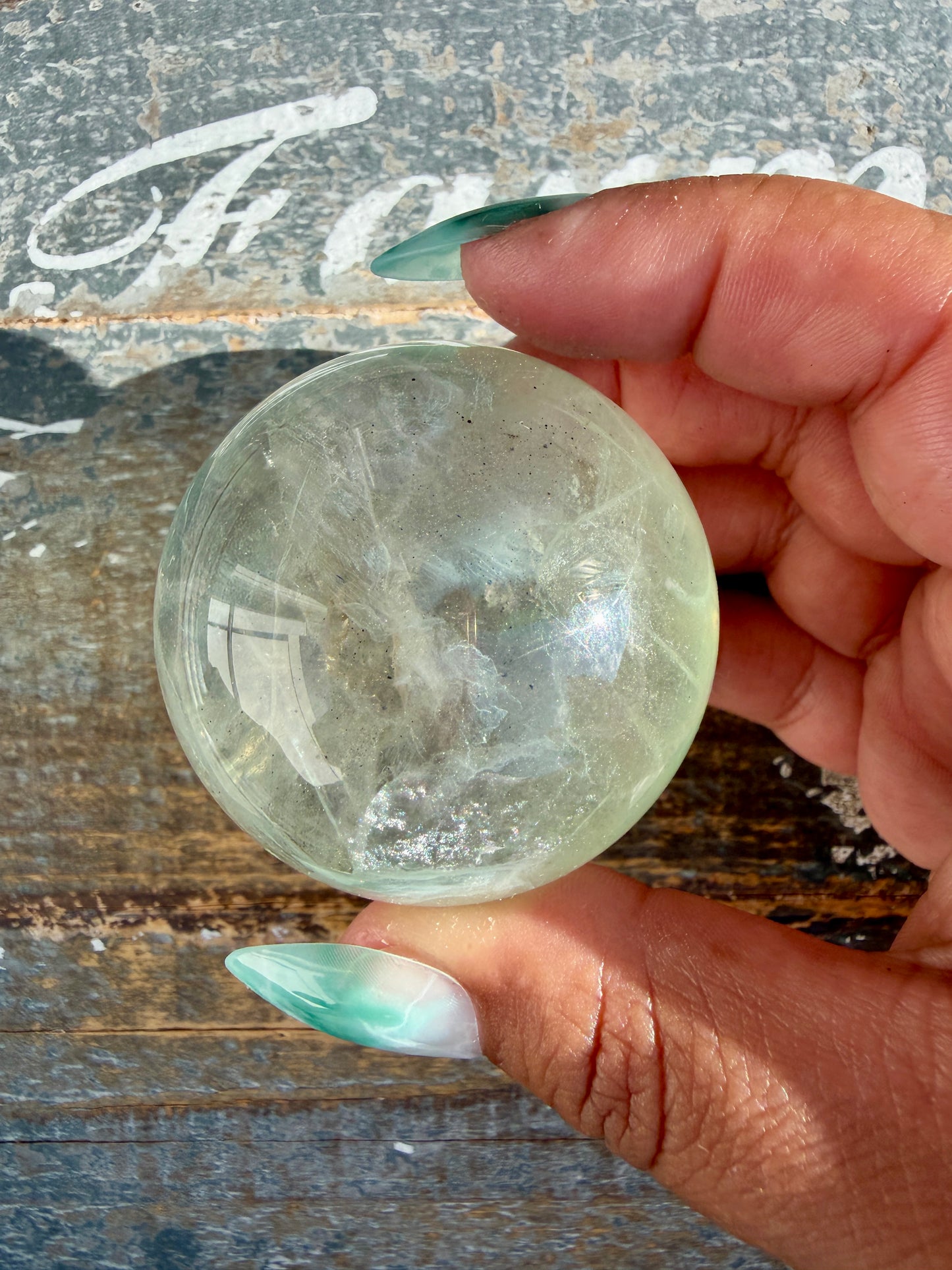 Gorgeous Stormy Water Fluorite Sphere | Opt 12