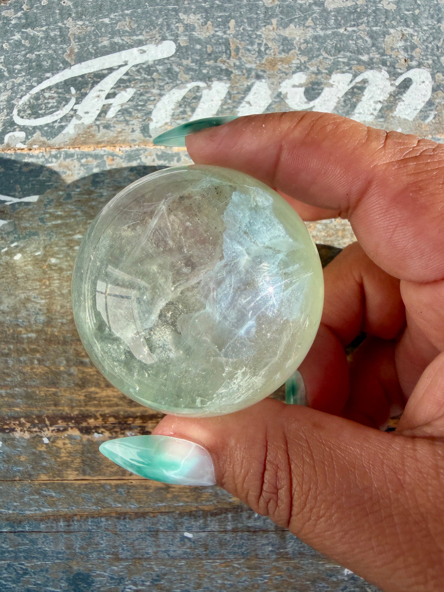 Gorgeous Stormy Water Fluorite Sphere | Opt 12