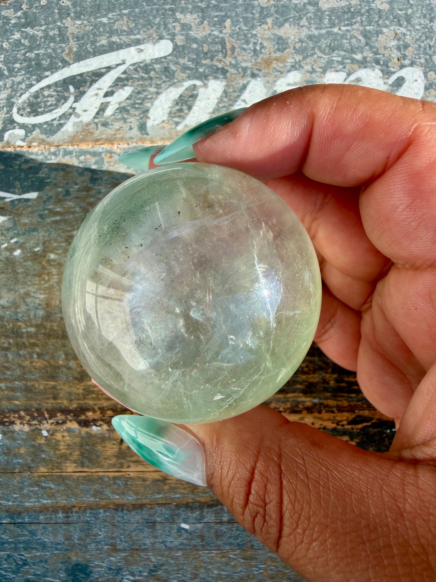 Gorgeous Stormy Water Fluorite Sphere | Opt 12