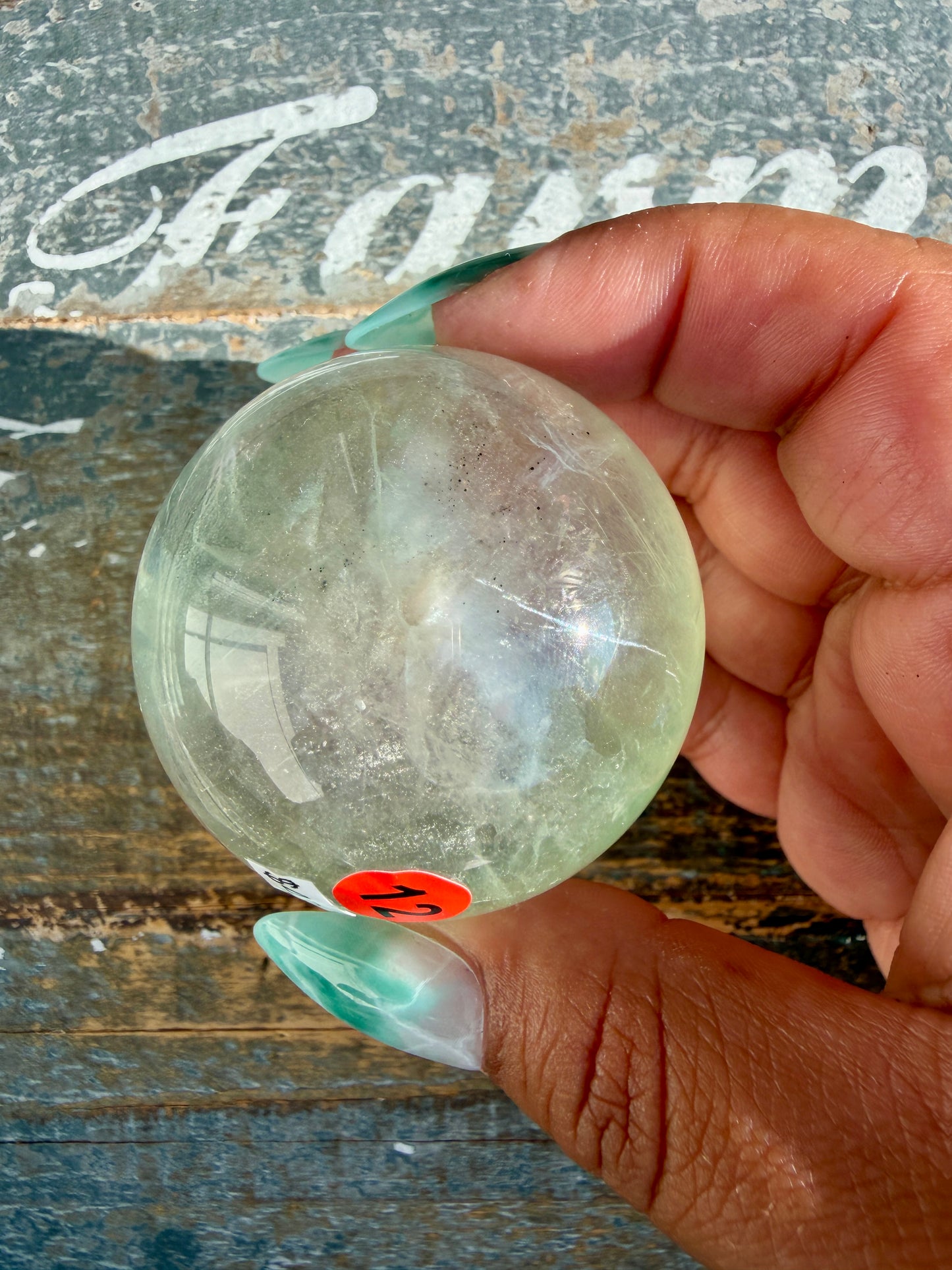 Gorgeous Stormy Water Fluorite Sphere | Opt 12