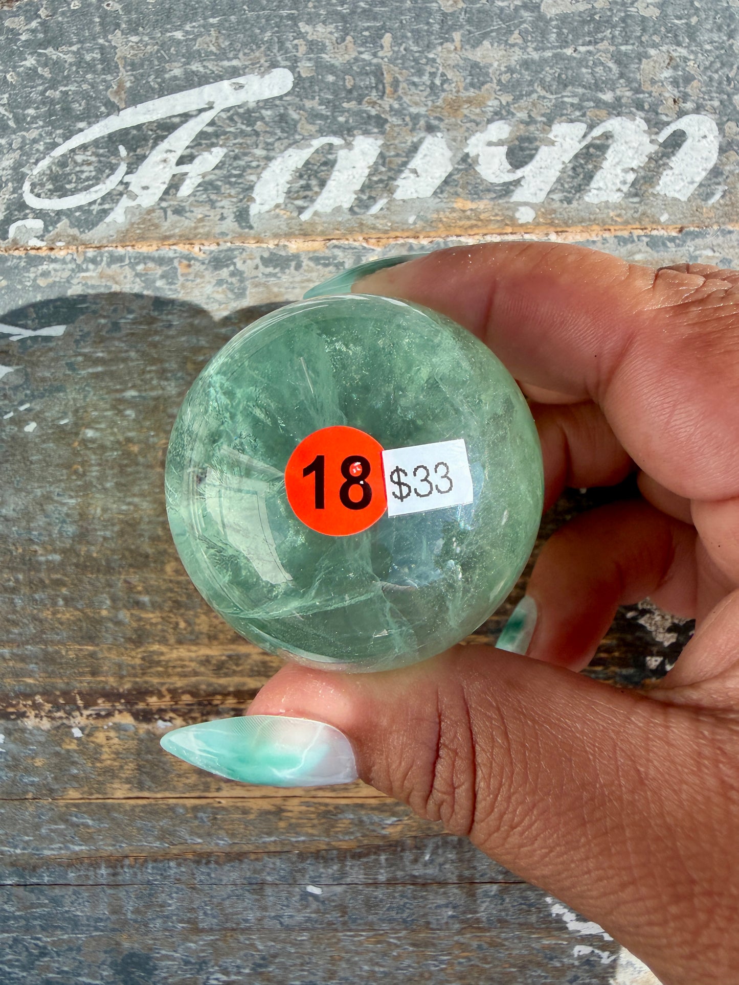 Gorgeous Stormy Water Fluorite Sphere | Opt 18