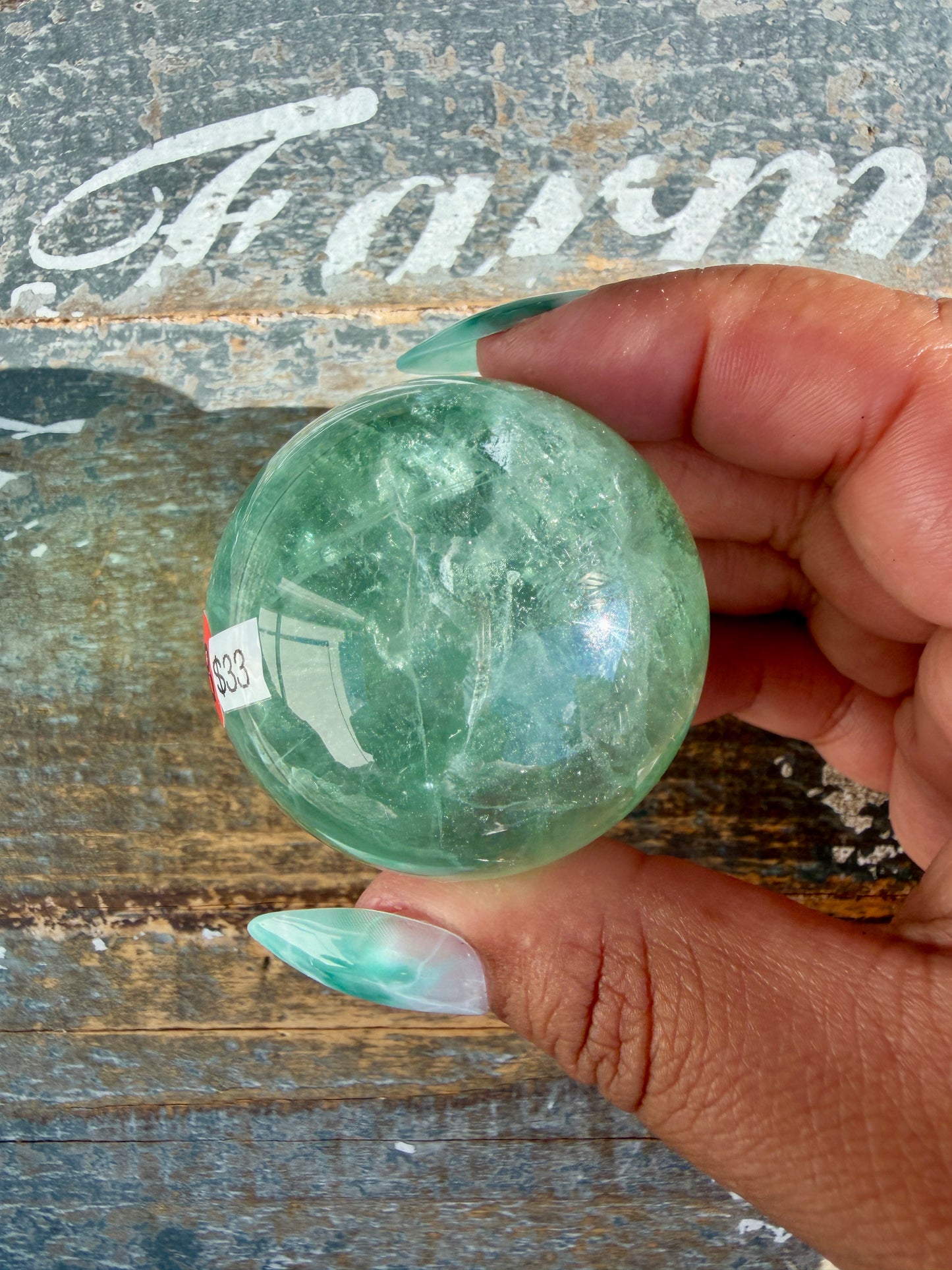 Gorgeous Stormy Water Fluorite Sphere | Opt 18