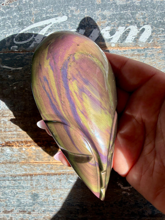 Gorgeous Rainbow Obsidian Alien Head | Opt G