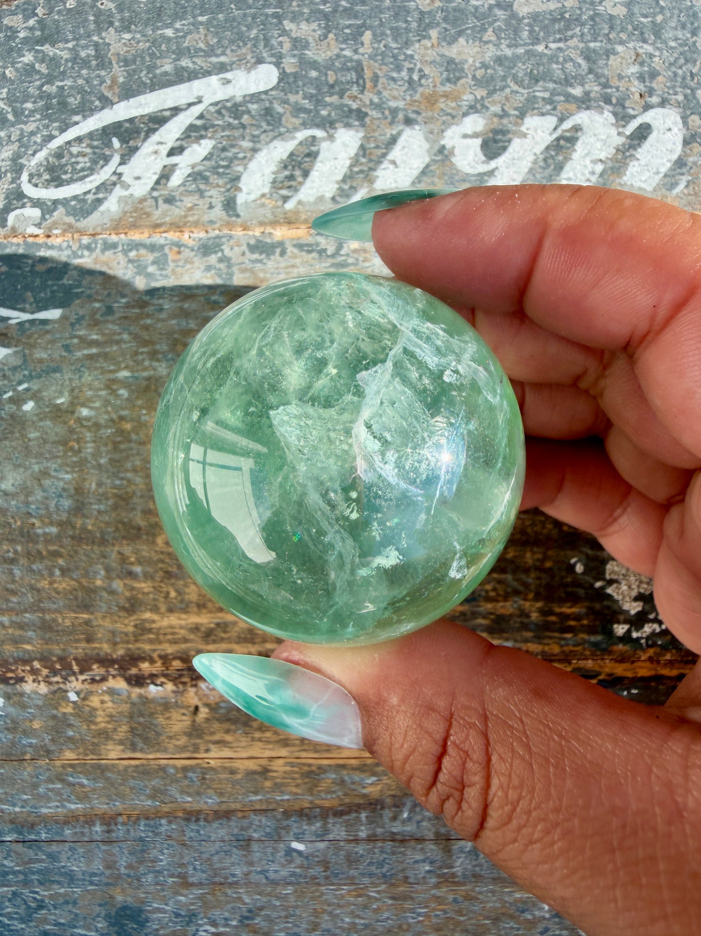 Gorgeous Stormy Water Fluorite Sphere | Opt 18