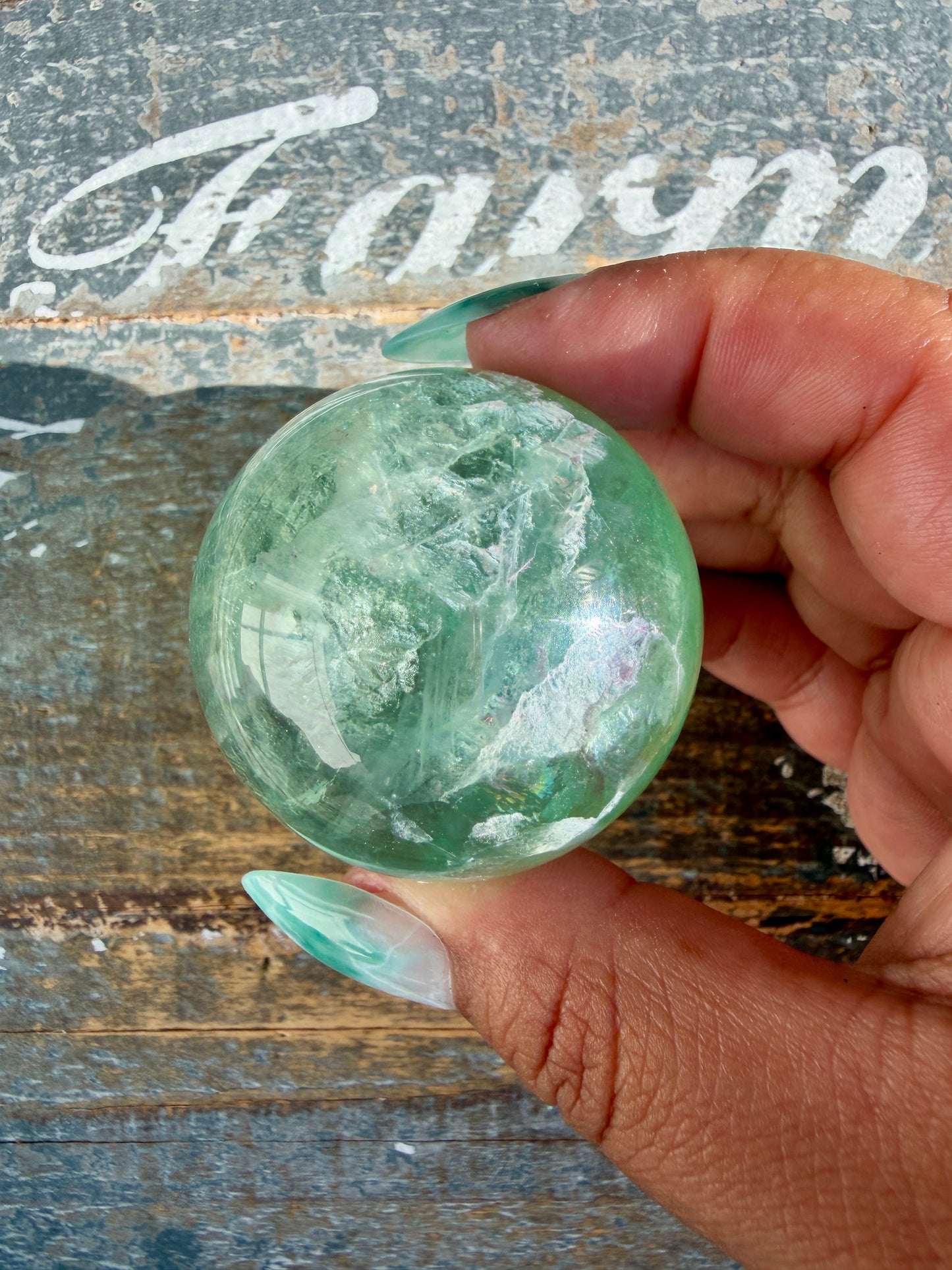 Gorgeous Stormy Water Fluorite Sphere | Opt 18