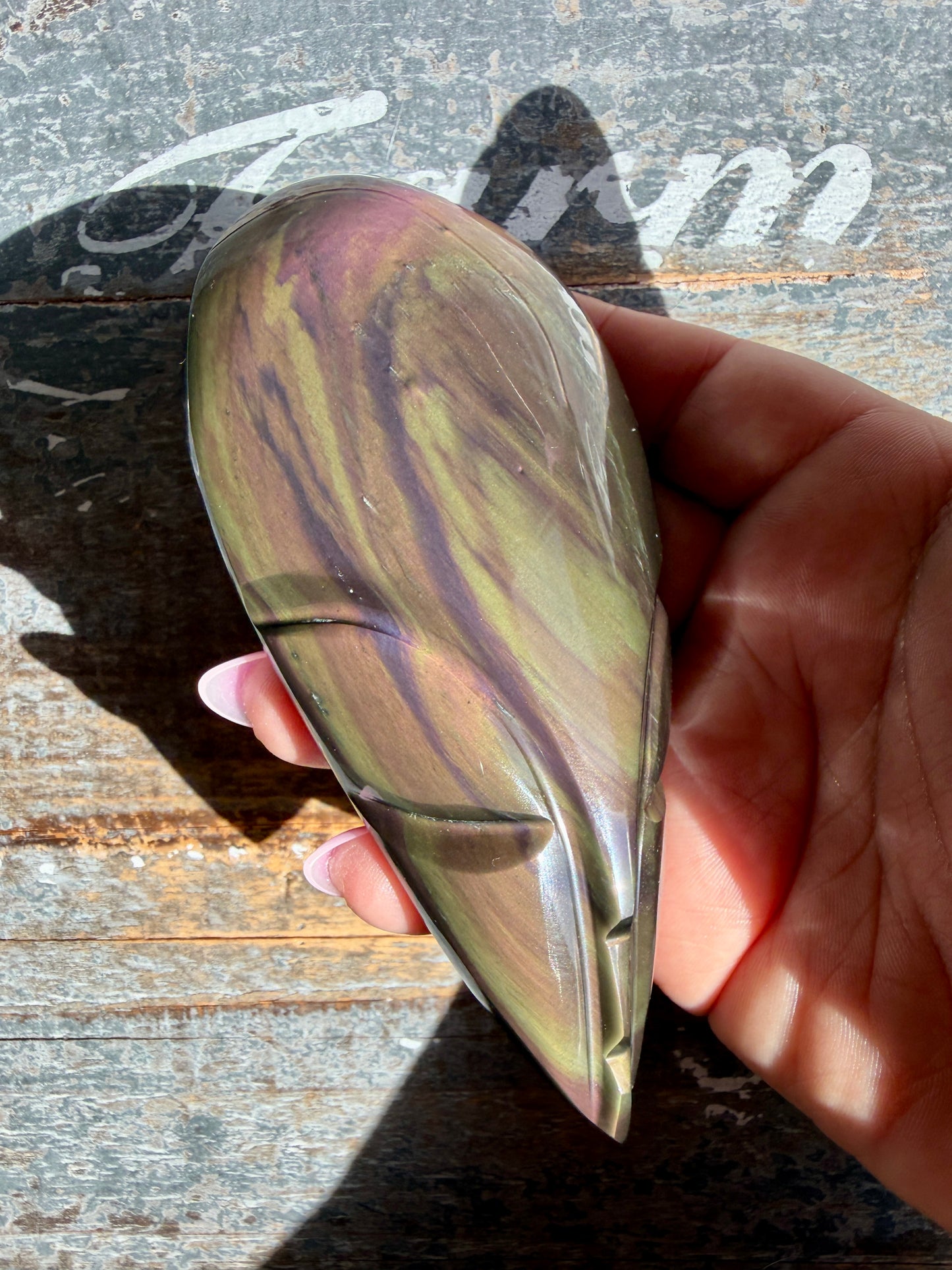 Gorgeous Rainbow Obsidian Alien Head | Opt G
