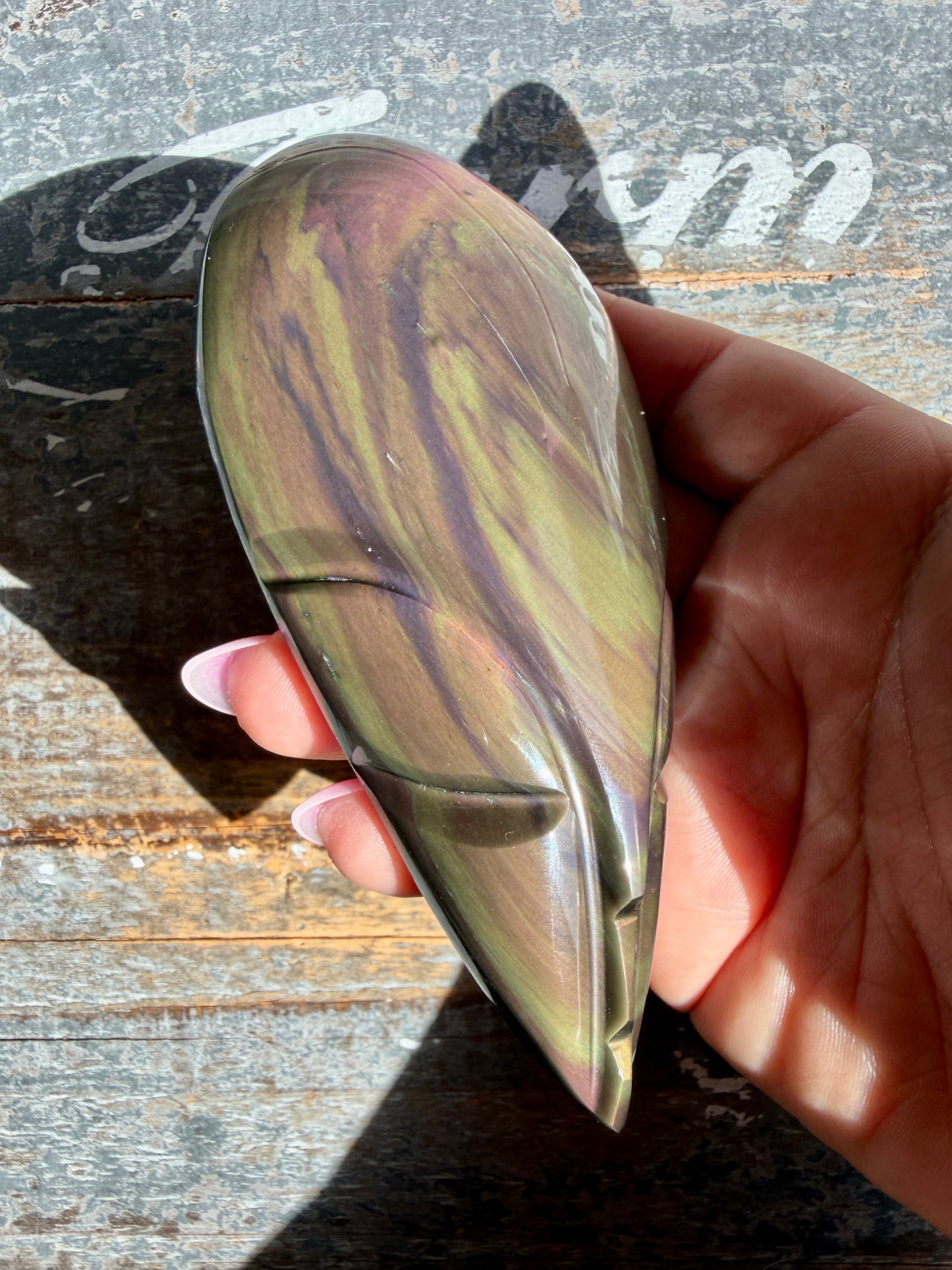 Gorgeous Rainbow Obsidian Alien Head | Opt G