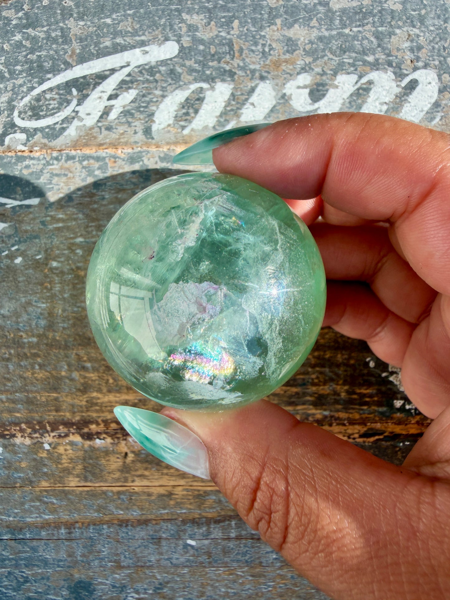 Gorgeous Stormy Water Fluorite Sphere | Opt 18