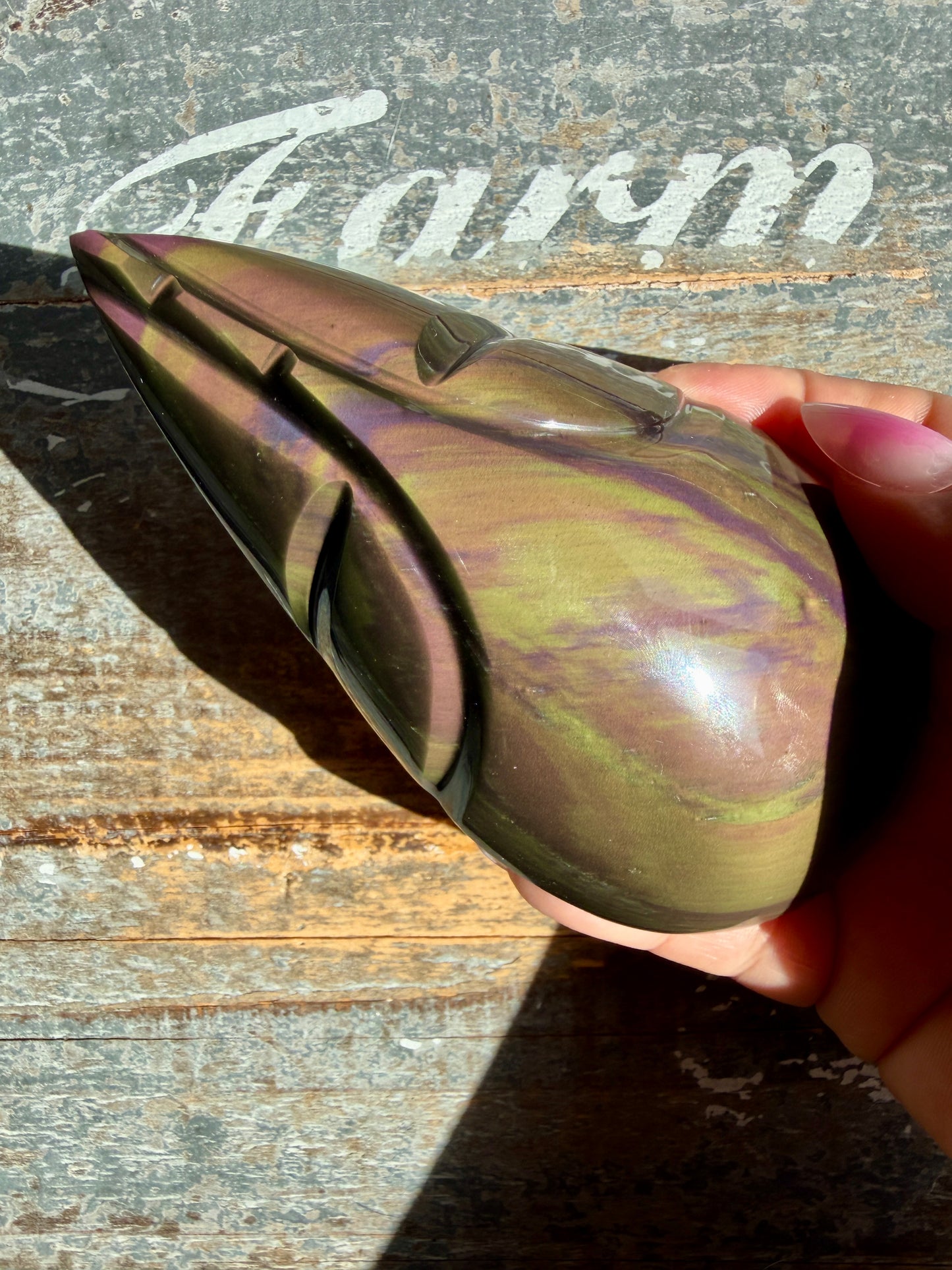 Gorgeous Rainbow Obsidian Alien Head | Opt G
