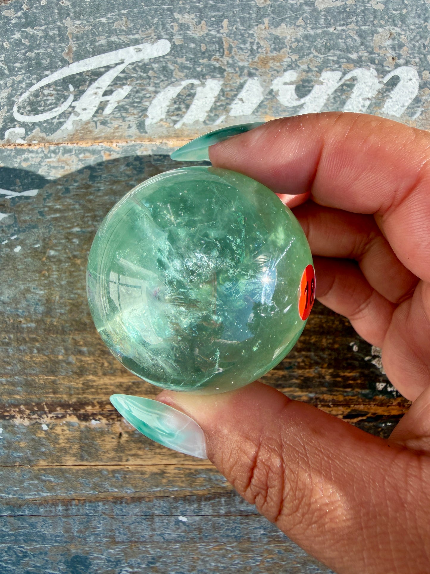 Gorgeous Stormy Water Fluorite Sphere | Opt 18