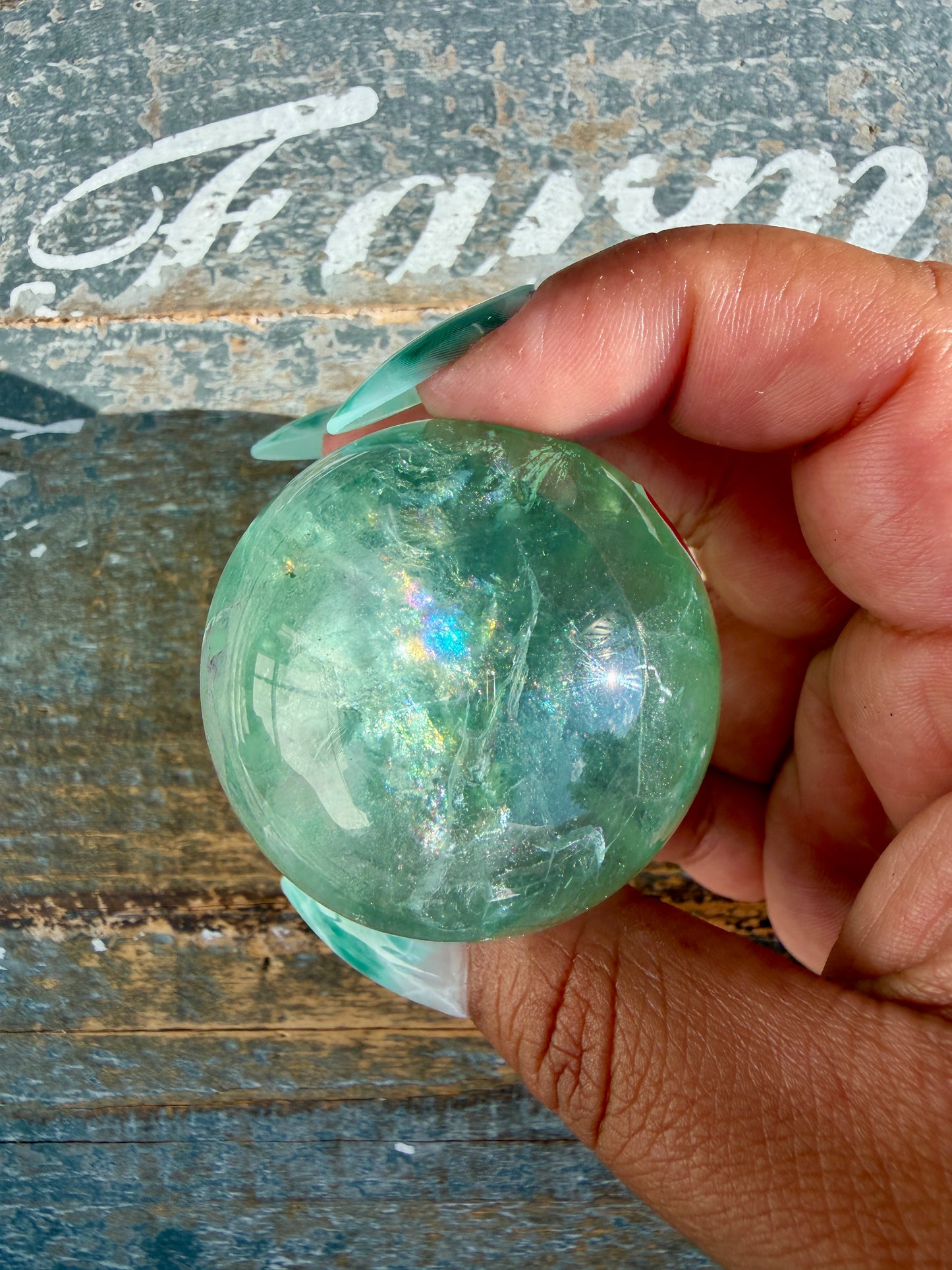 Gorgeous Stormy Water Fluorite Sphere | Opt 18