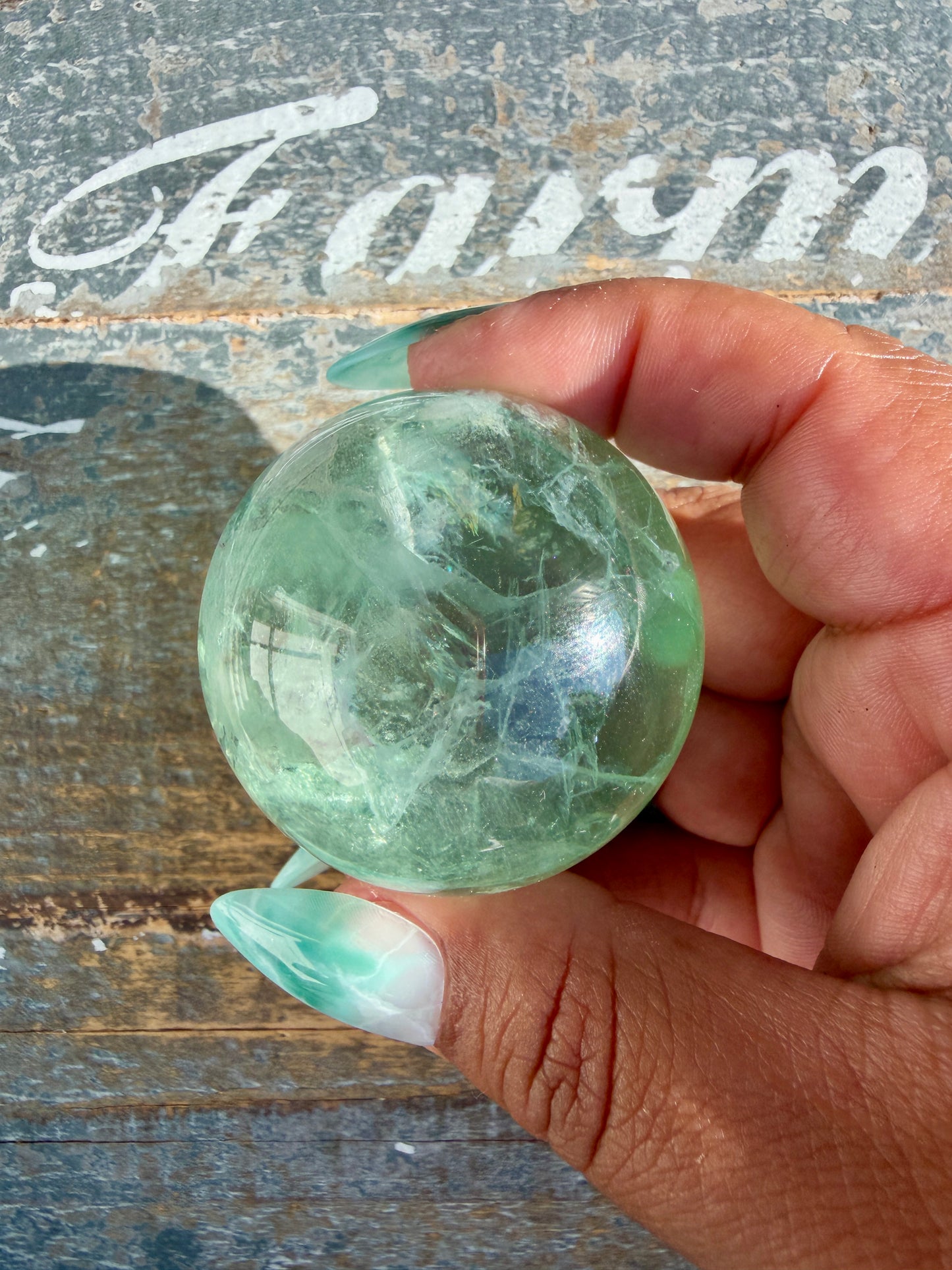 Gorgeous Stormy Water Fluorite Sphere | Opt 18