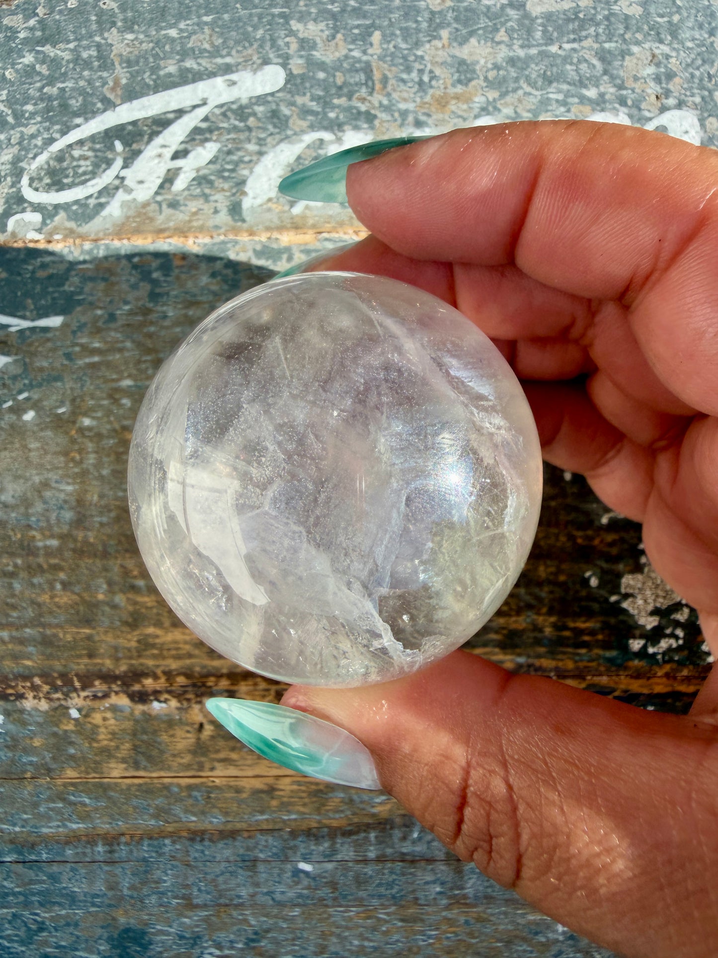 Gorgeous Stormy Water Fluorite Sphere | Opt 11