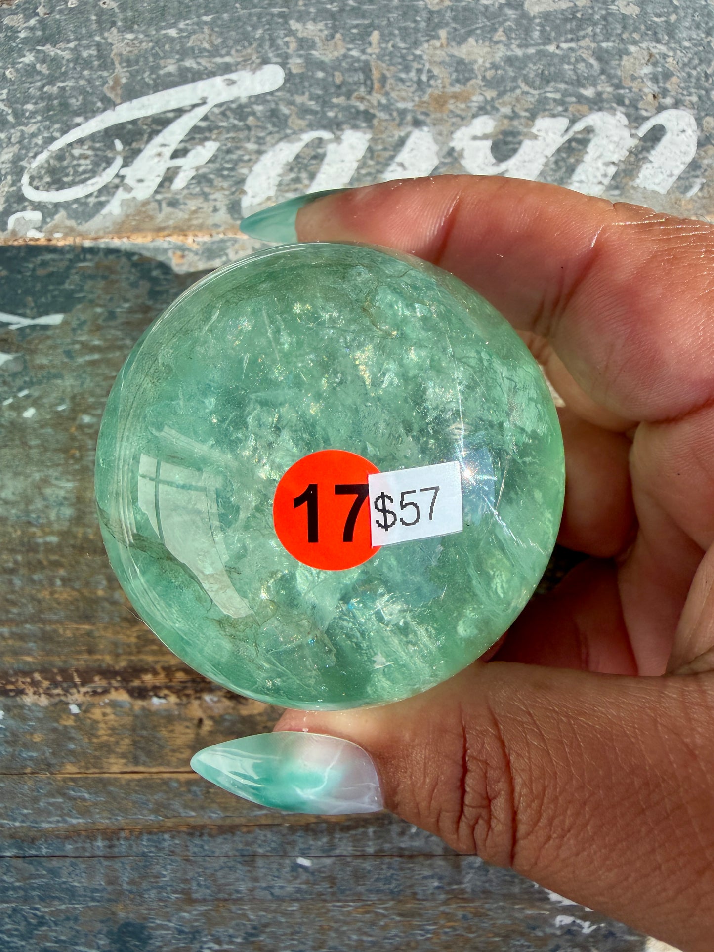 Gorgeous Stormy Water Fluorite Sphere | Opt 17