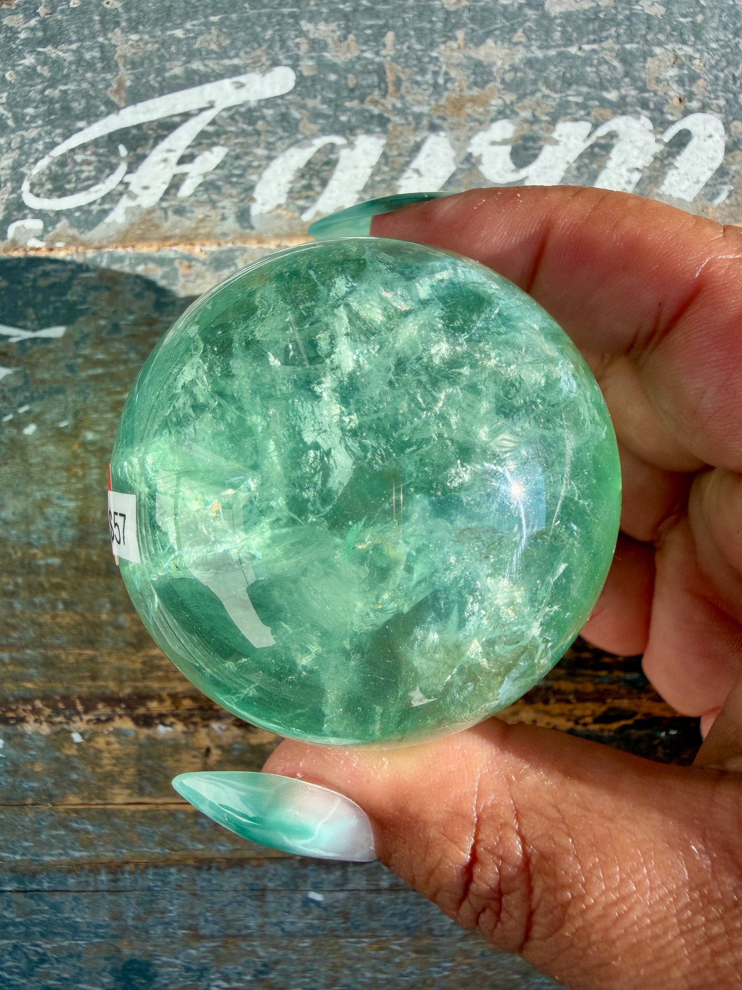 Gorgeous Stormy Water Fluorite Sphere | Opt 17