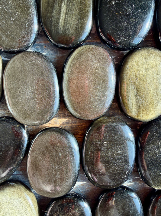 One (1) Gorgeous Gold Sheen Obsidian Palmstone | Intuitively Chosen | Mexico
