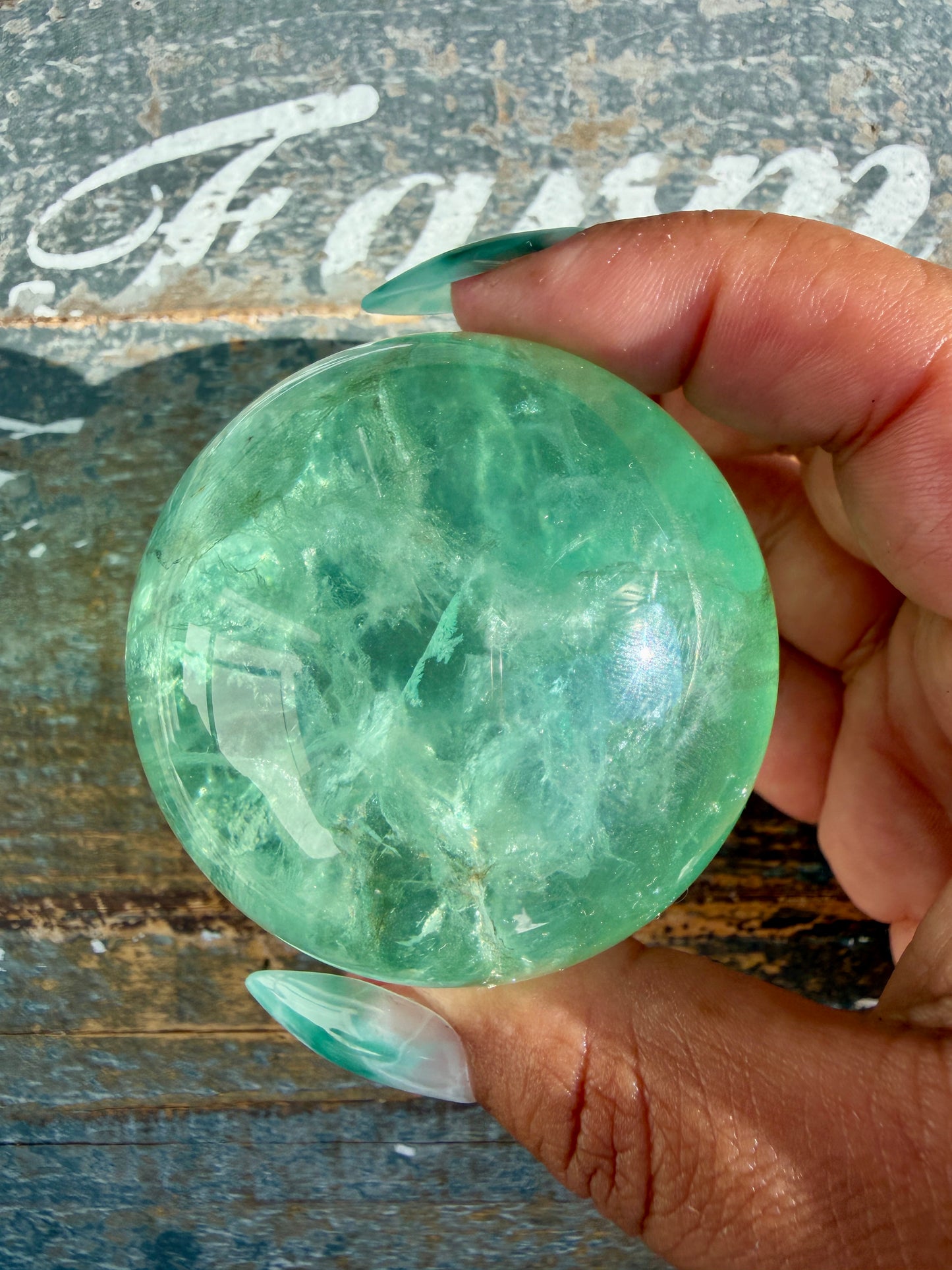 Gorgeous Stormy Water Fluorite Sphere | Opt 17