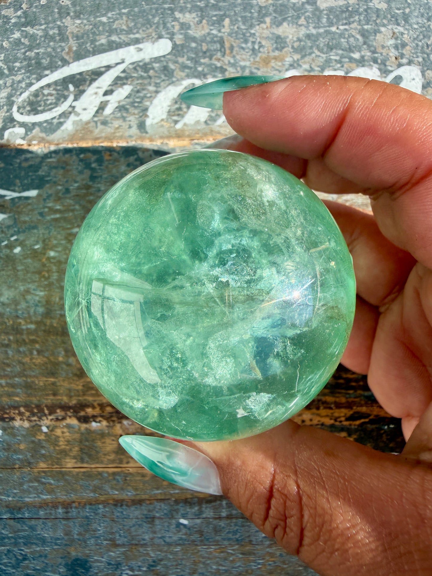 Gorgeous Stormy Water Fluorite Sphere | Opt 17