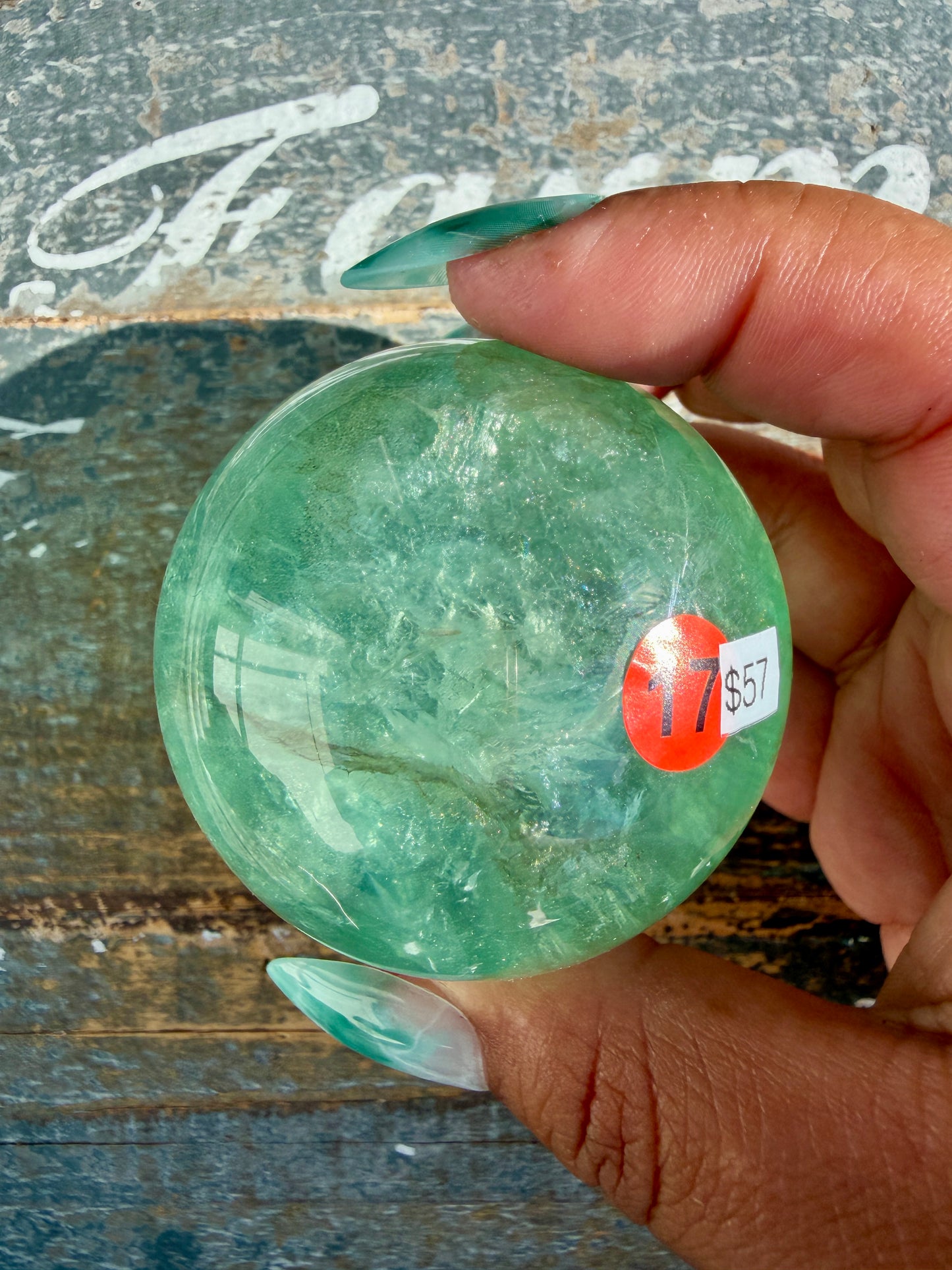 Gorgeous Stormy Water Fluorite Sphere | Opt 17