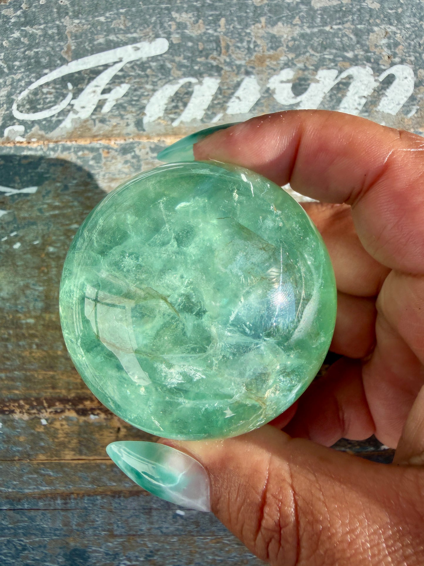 Gorgeous Stormy Water Fluorite Sphere | Opt 17
