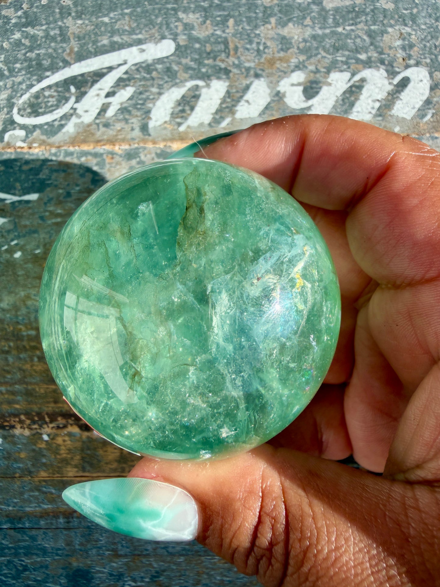 Gorgeous Stormy Water Fluorite Sphere | Opt 17
