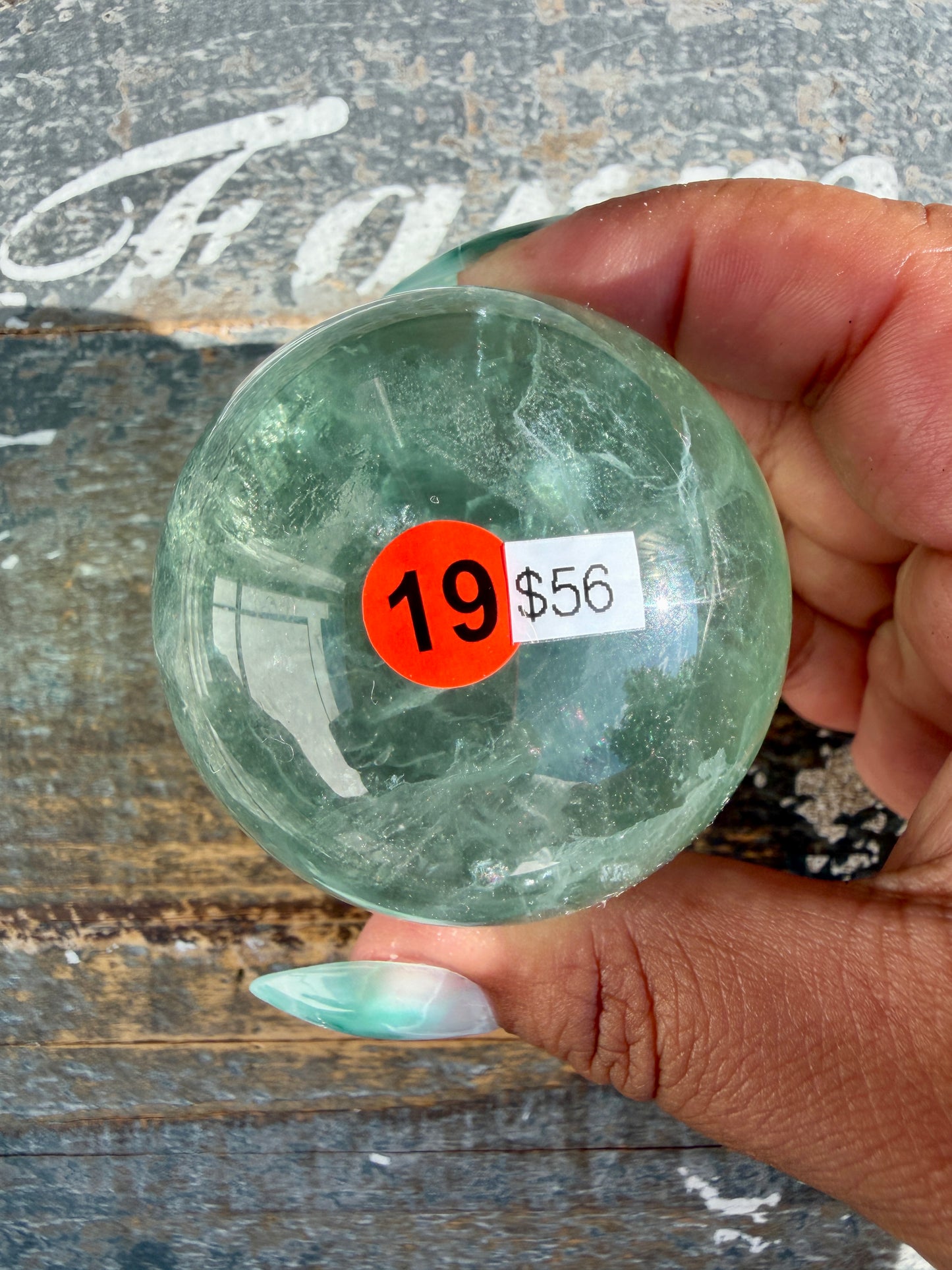 Gorgeous Stormy Water Fluorite Sphere | Opt 19