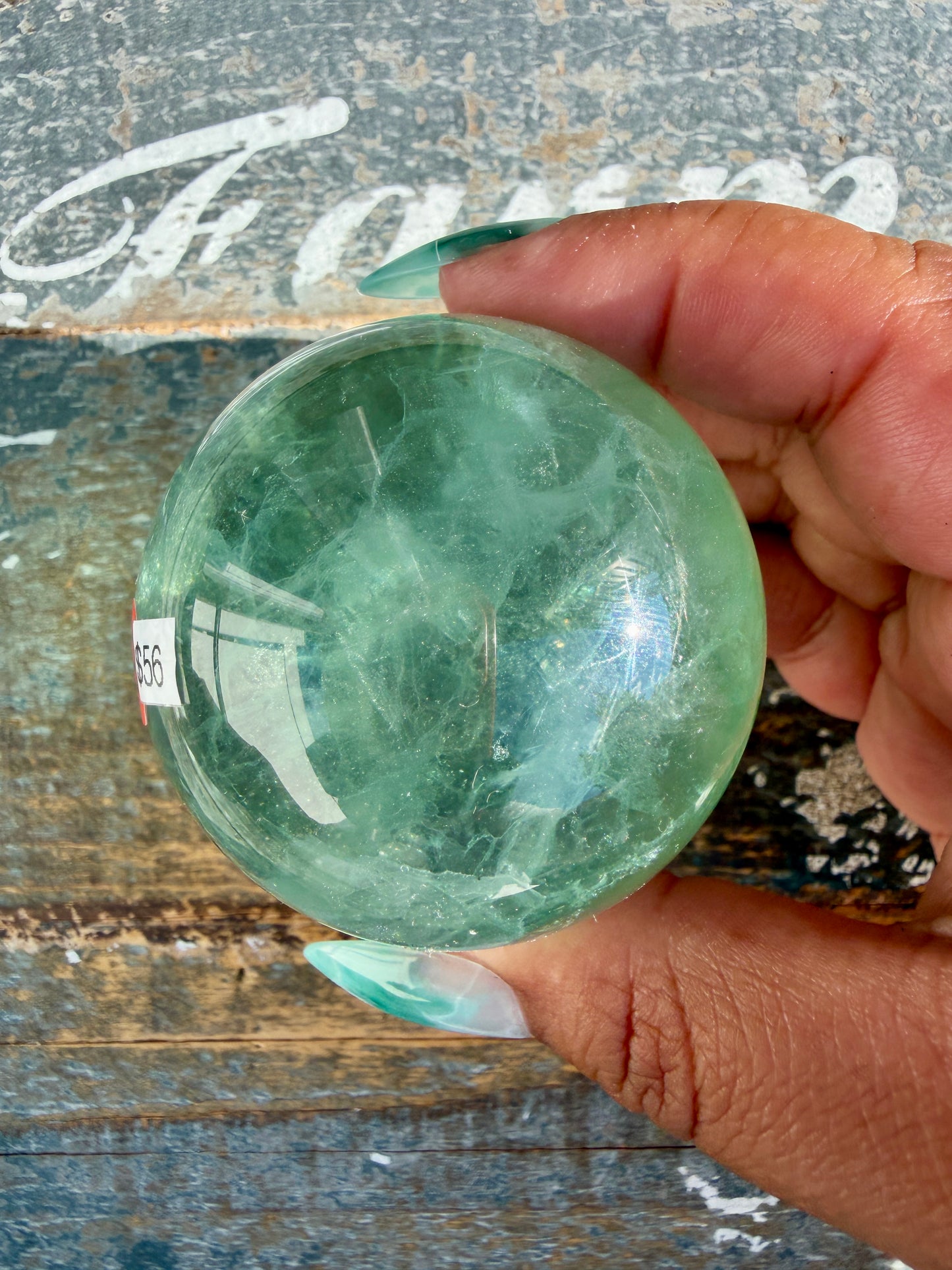 Gorgeous Stormy Water Fluorite Sphere | Opt 19