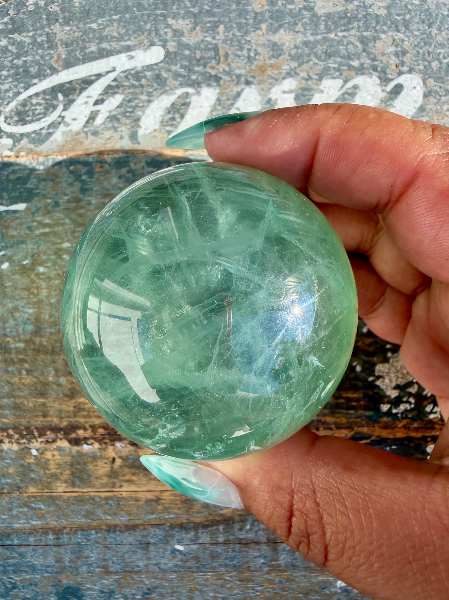 Gorgeous Stormy Water Fluorite Sphere | Opt 19