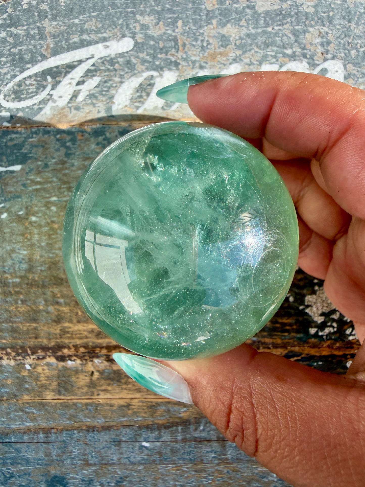 Gorgeous Stormy Water Fluorite Sphere | Opt 19