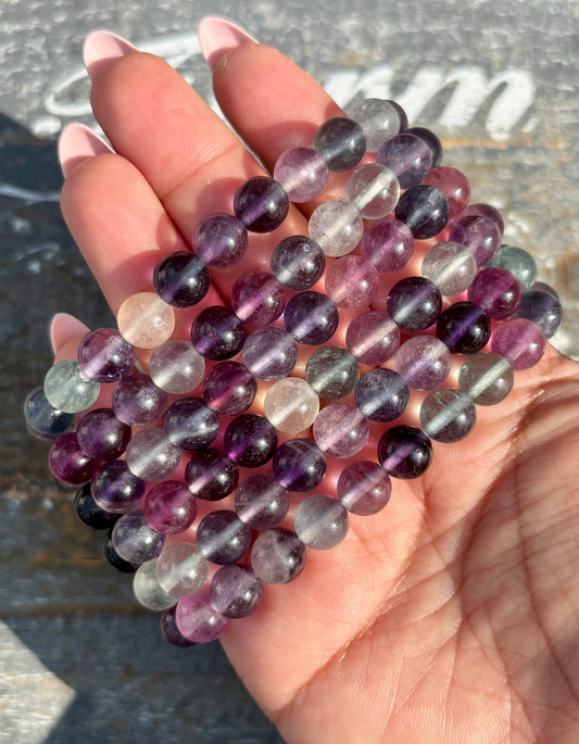 One (1) Gorgeous Rainbow Fluorite Bracelet | Wrist Size: 6.25" | 8mm
