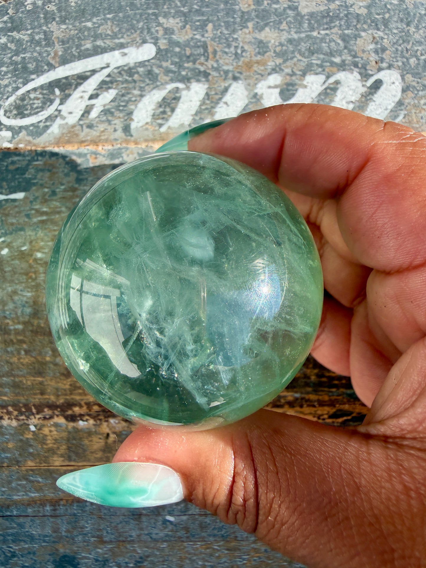 Gorgeous Stormy Water Fluorite Sphere | Opt 19