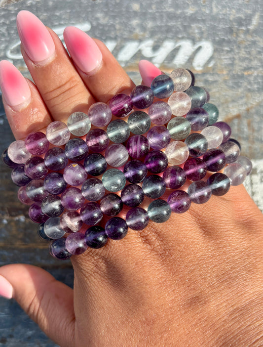 One (1) Gorgeous Rainbow Fluorite Bracelet | Wrist Size: 6.25" | 8mm